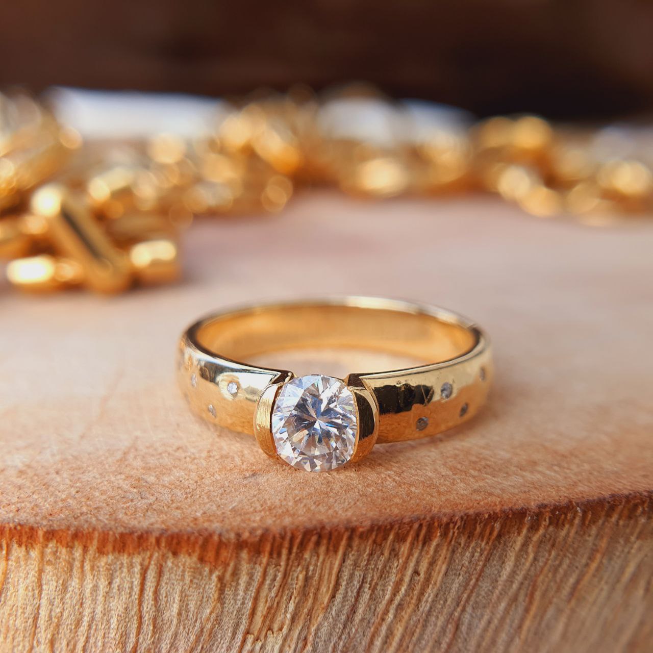 Half Bezel Set Engagement Ring