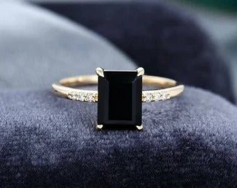 Black Onyx Engagement Ring