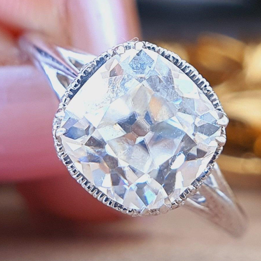 2 CT Old Mine Cushion Cut Moissanite Engagement Ring - Eurekalook