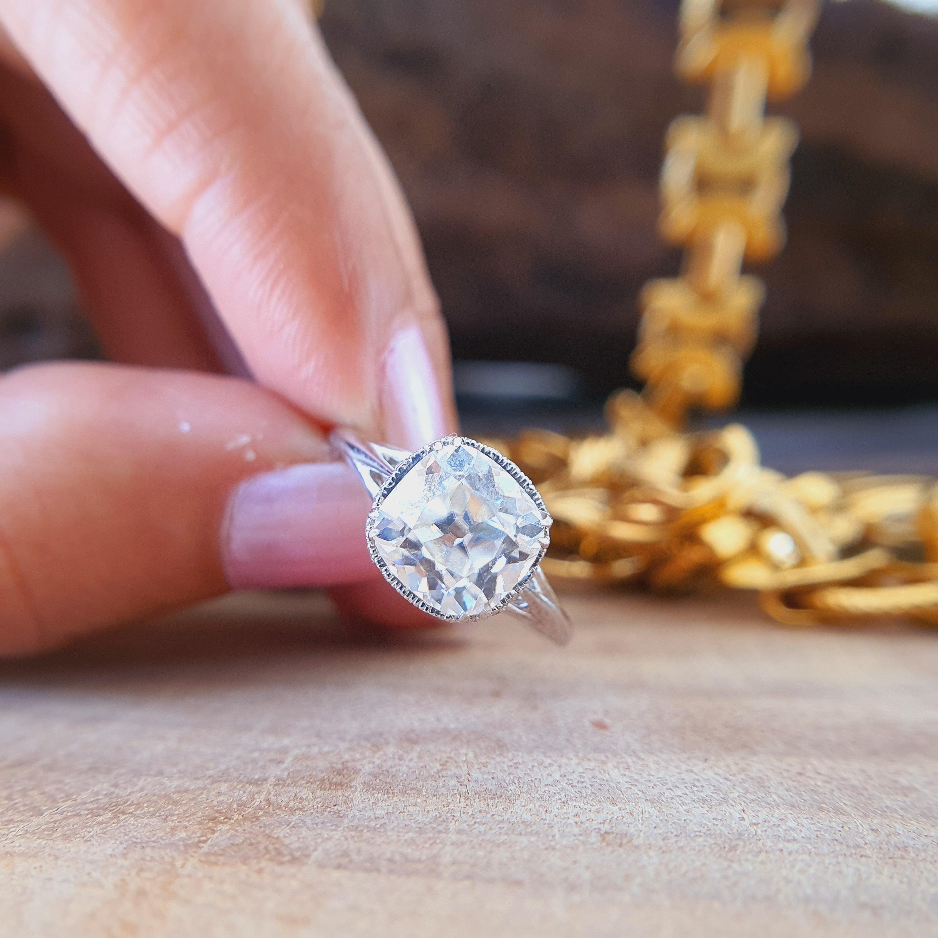 2 CT Old Mine Cushion Cut Moissanite Engagement Ring - Eurekalook