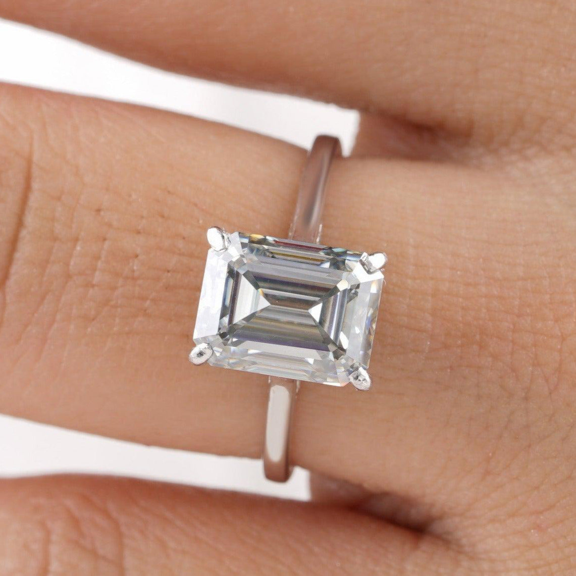 2.50CT Unique Emerald Cut Moissanite Engagement Ring - Eurekalook