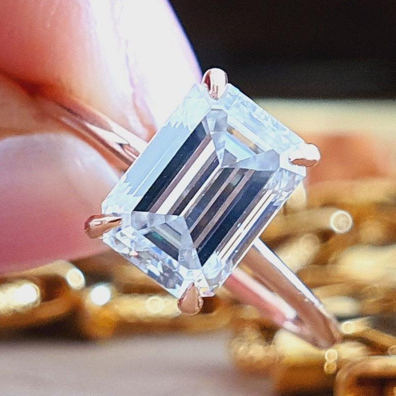 Classic 2.00 CT Emerald Cut Moissanite Solitaire Wedding Ring - Eurekalook
