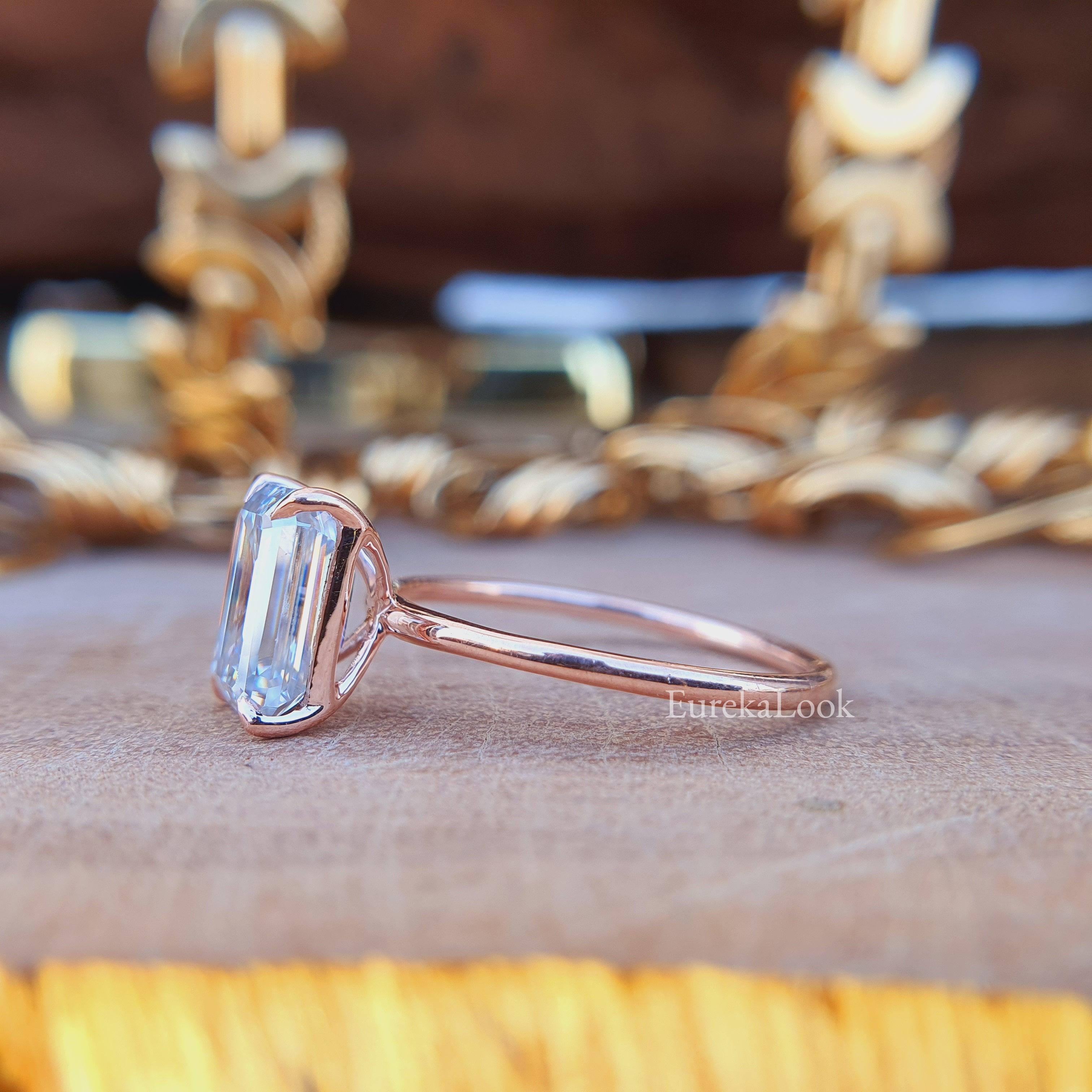 Classic 2.00 CT Emerald Cut Moissanite Solitaire Wedding Ring - Eurekalook