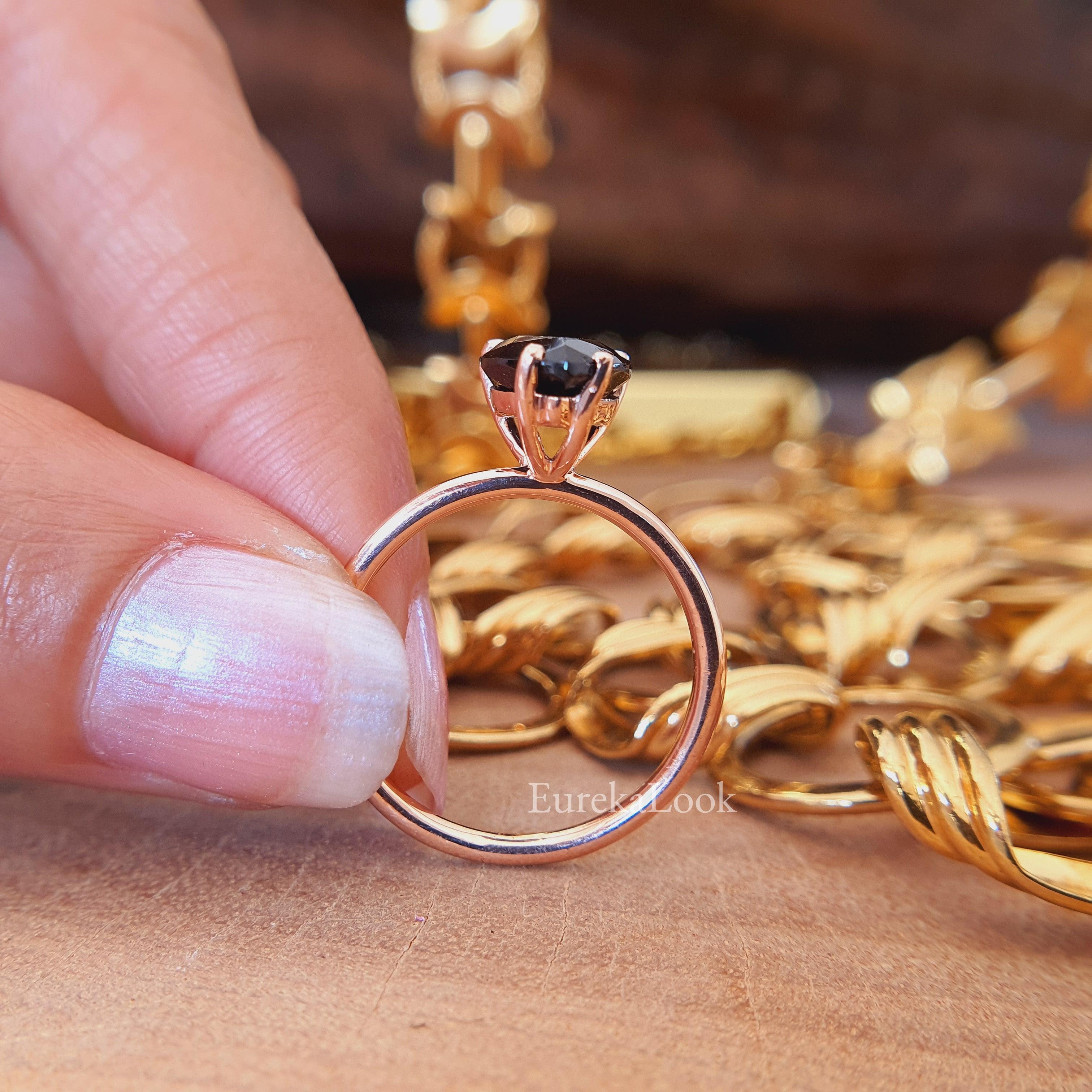 2.60 CT Pear Cut Black Onyx Diamond Wedding Ring - Eurekalook