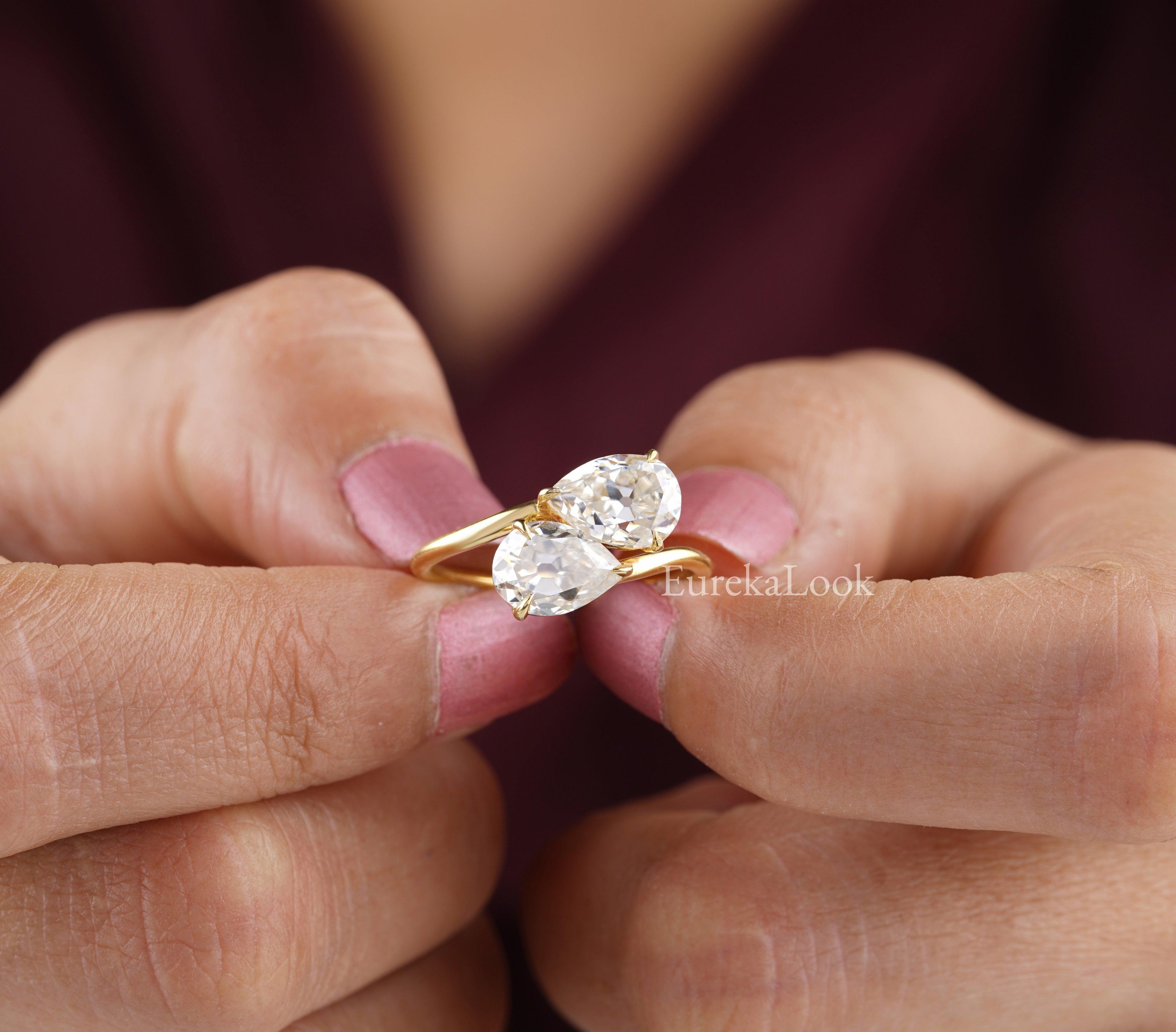 2CT Pear Cut Two Stone Moissanite Wedding Ring - Eurekalook