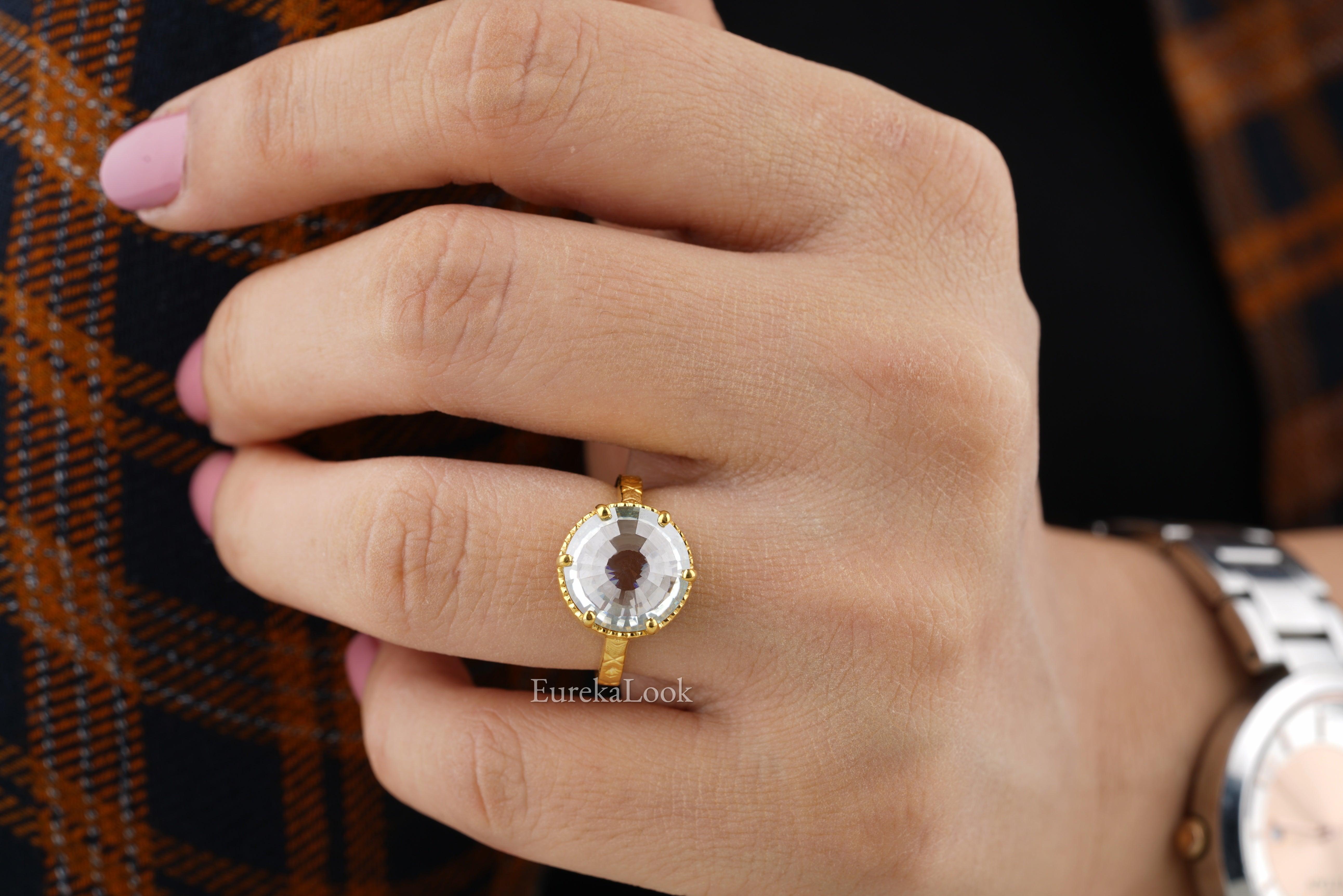 Vintage Round Cut Colorless Moissanite Anniversary Ring - Eurekalook