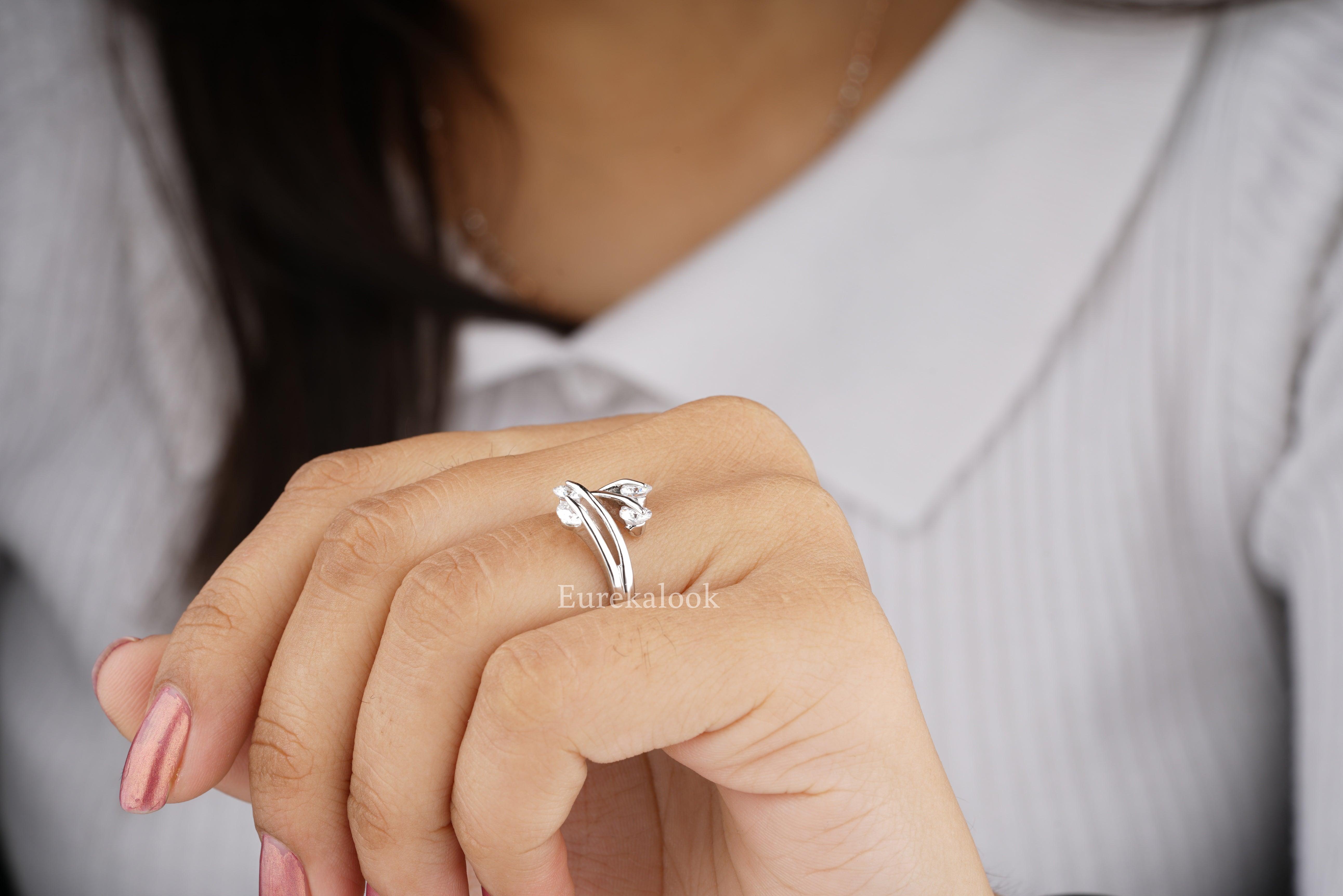 Round Cut Moissanite Diamond Cluster Wedding Ring For Women - Eurekalook