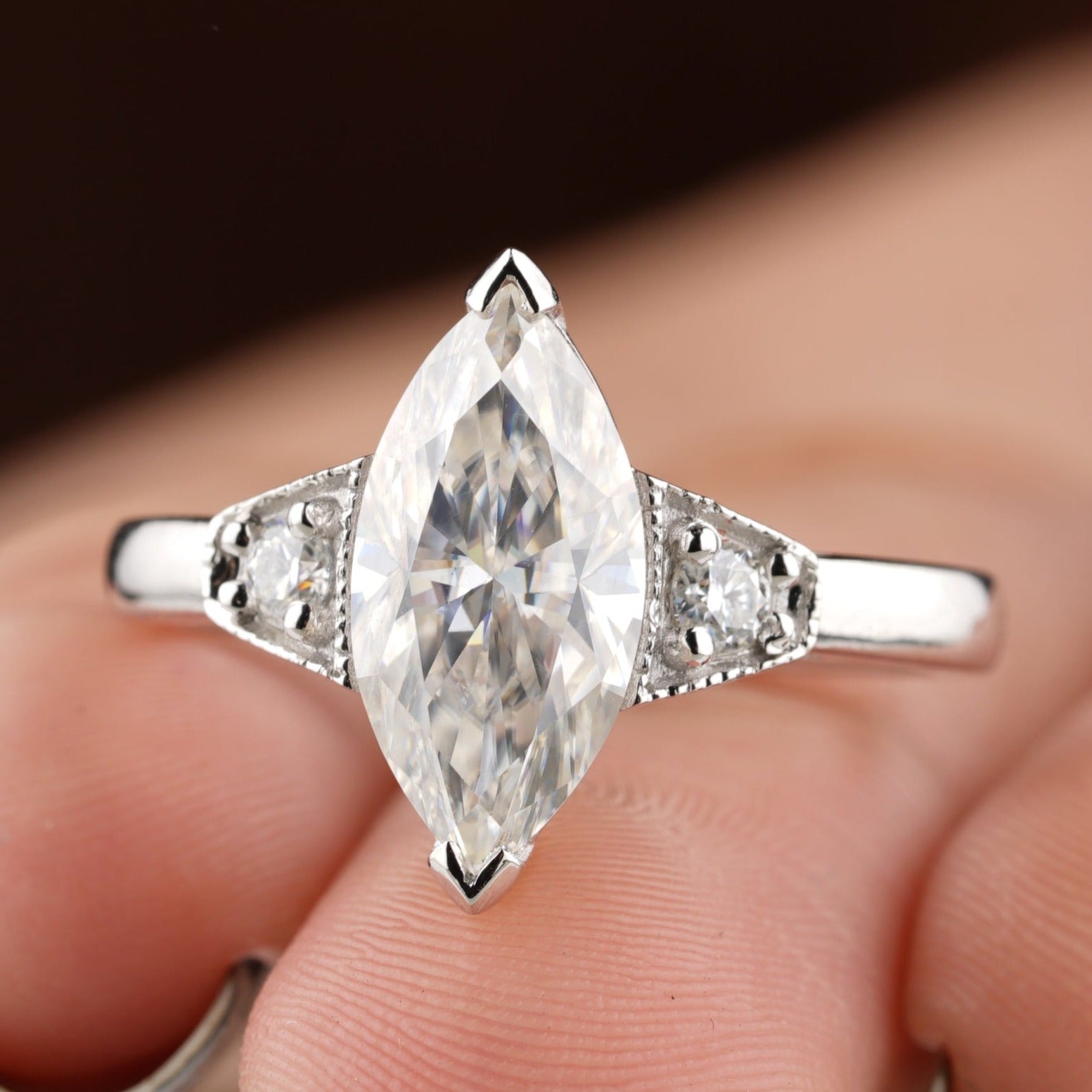 Dutch Marquise Cut Moissanite Engagement Ring - Eurekalook