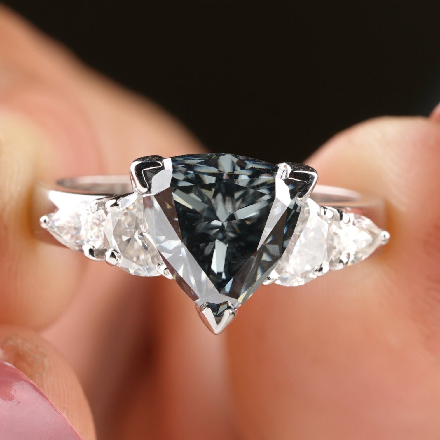 Dark Gray Moissanite Engagement Ring - Eurekalook