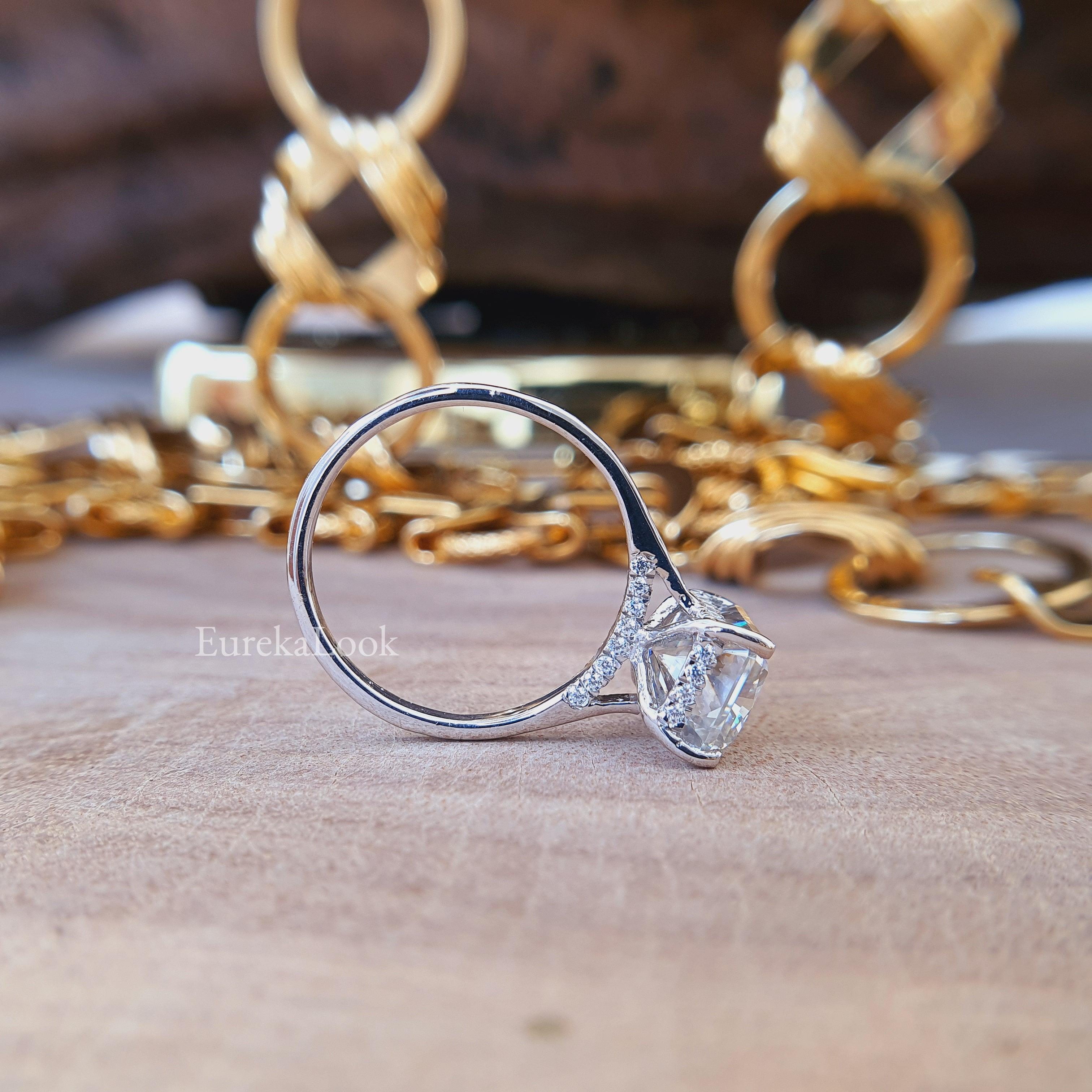 Antique Radiant Cut Hidden Halo Diamond Engagement Ring - Eurekalook