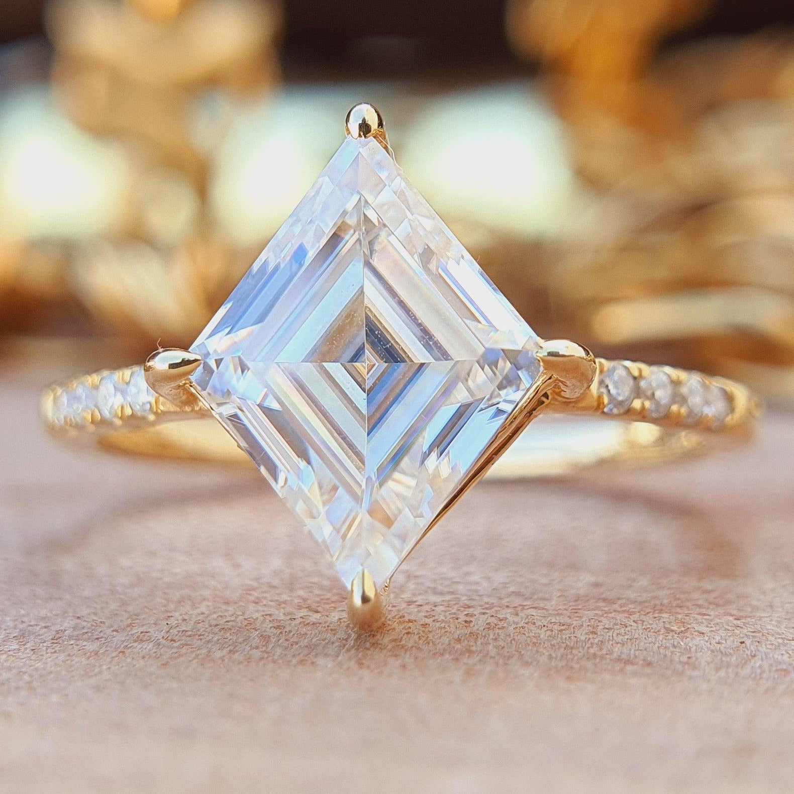 Lozenge cut deals diamond ring