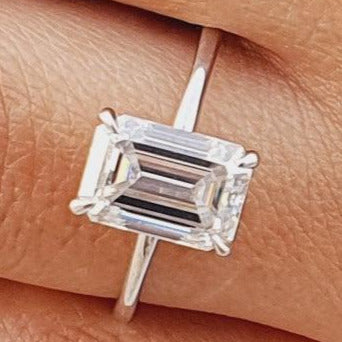 Classic 2 CT Emerald Cut Moissanite Engagement Ring - Eurekalook