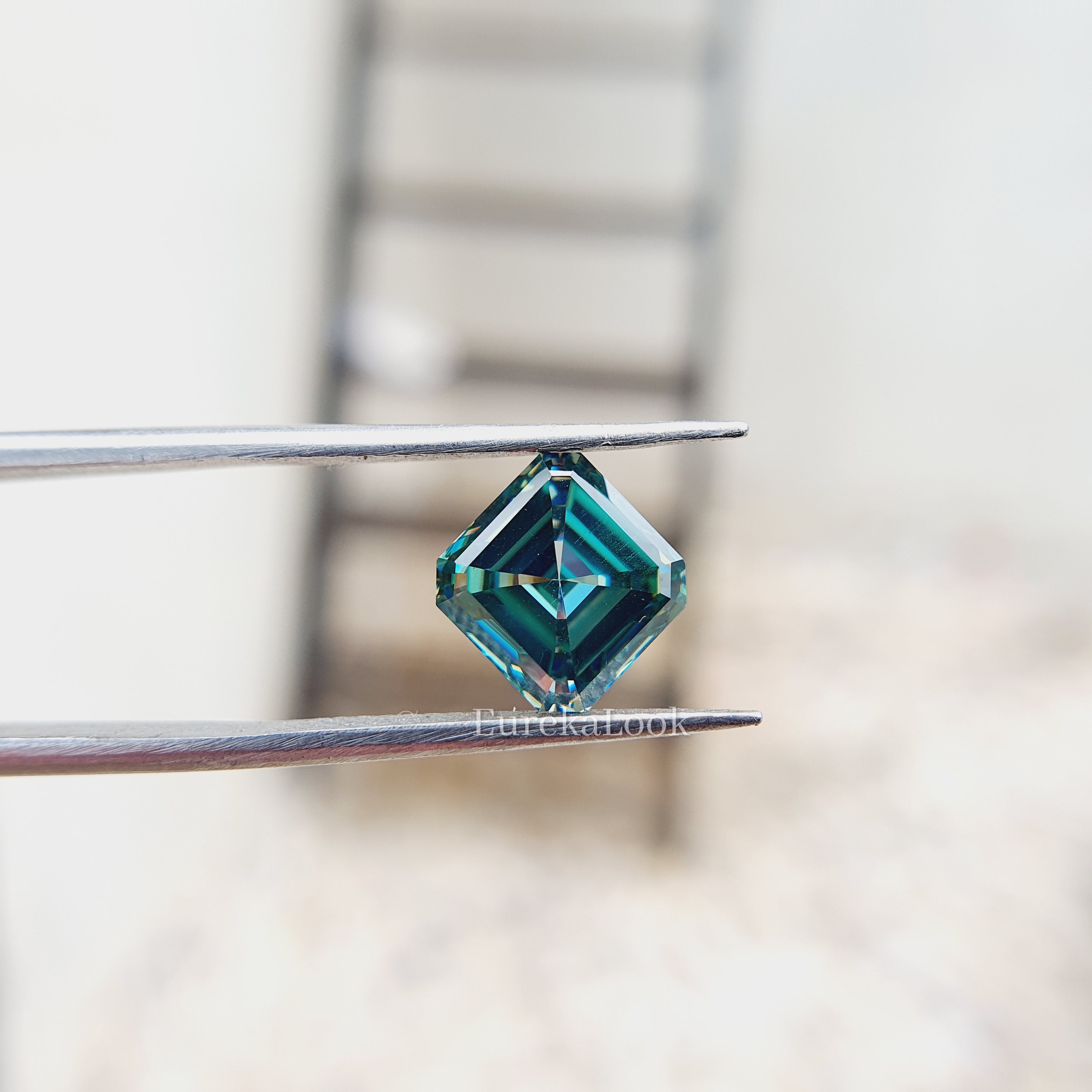 Classic Blue Green Asscher Moissanite Diamond - Eurekalook
