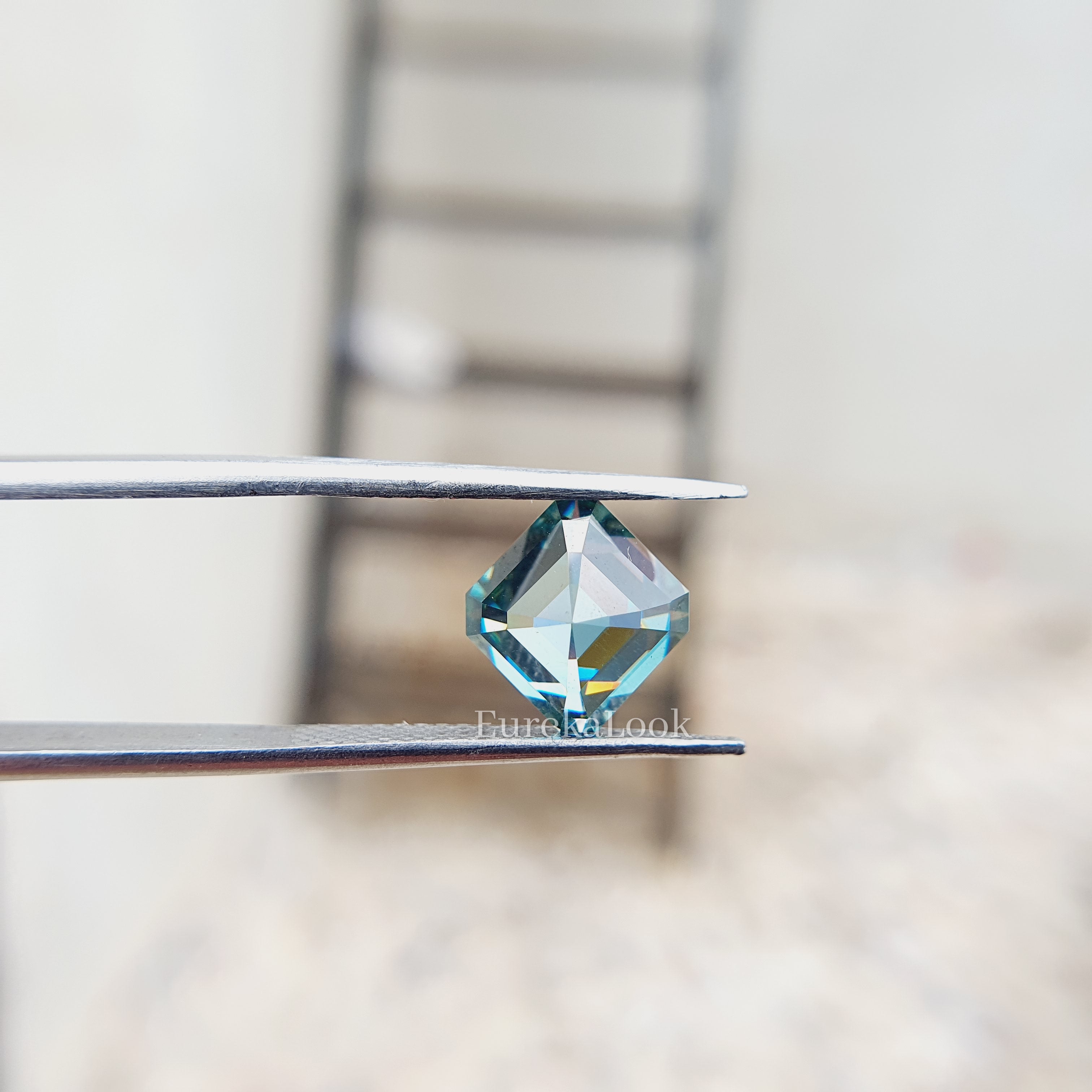 Classic Blue Green Asscher Moissanite Diamond - Eurekalook