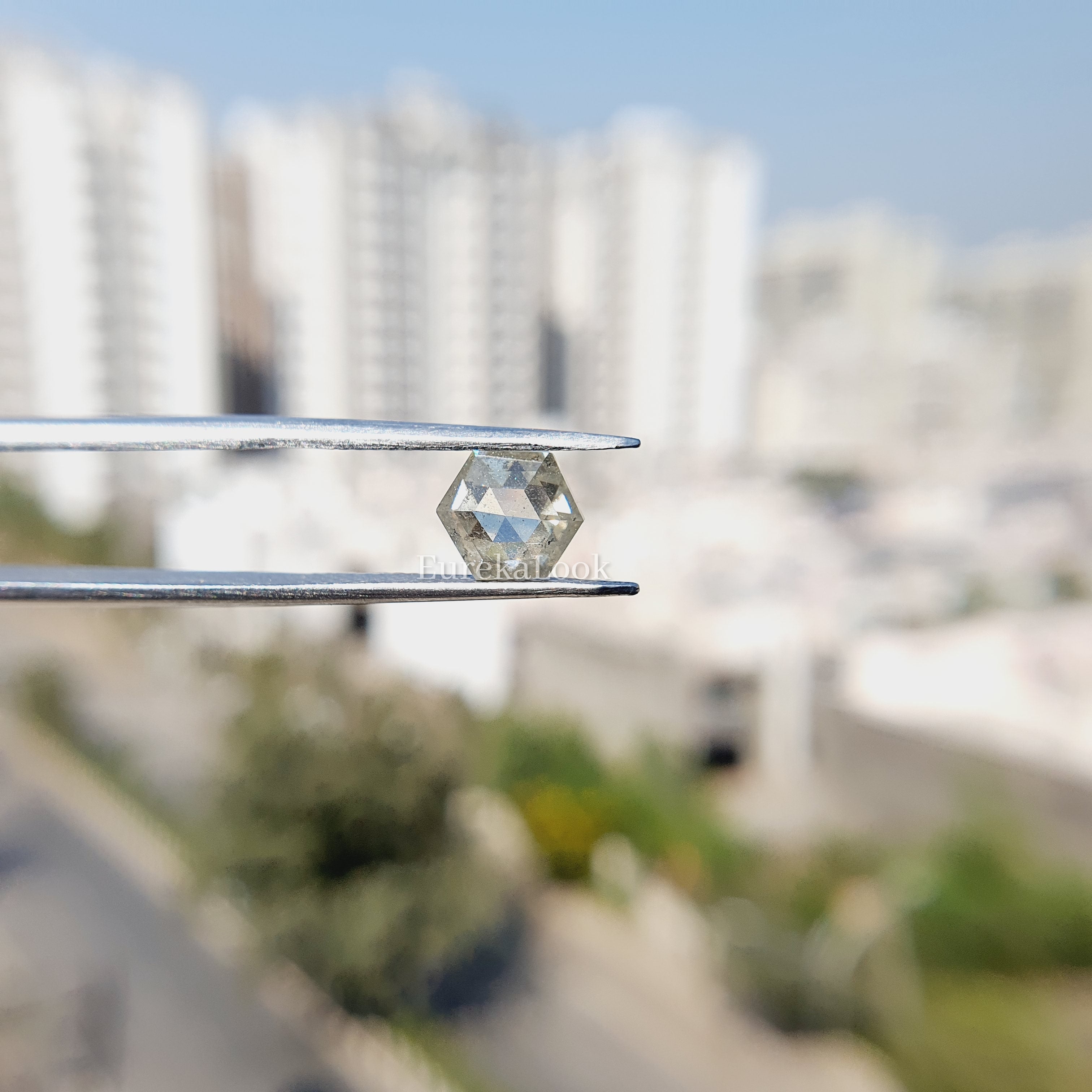 Hexagon Salt and Pepper Moissanite Stone - Eurekalook