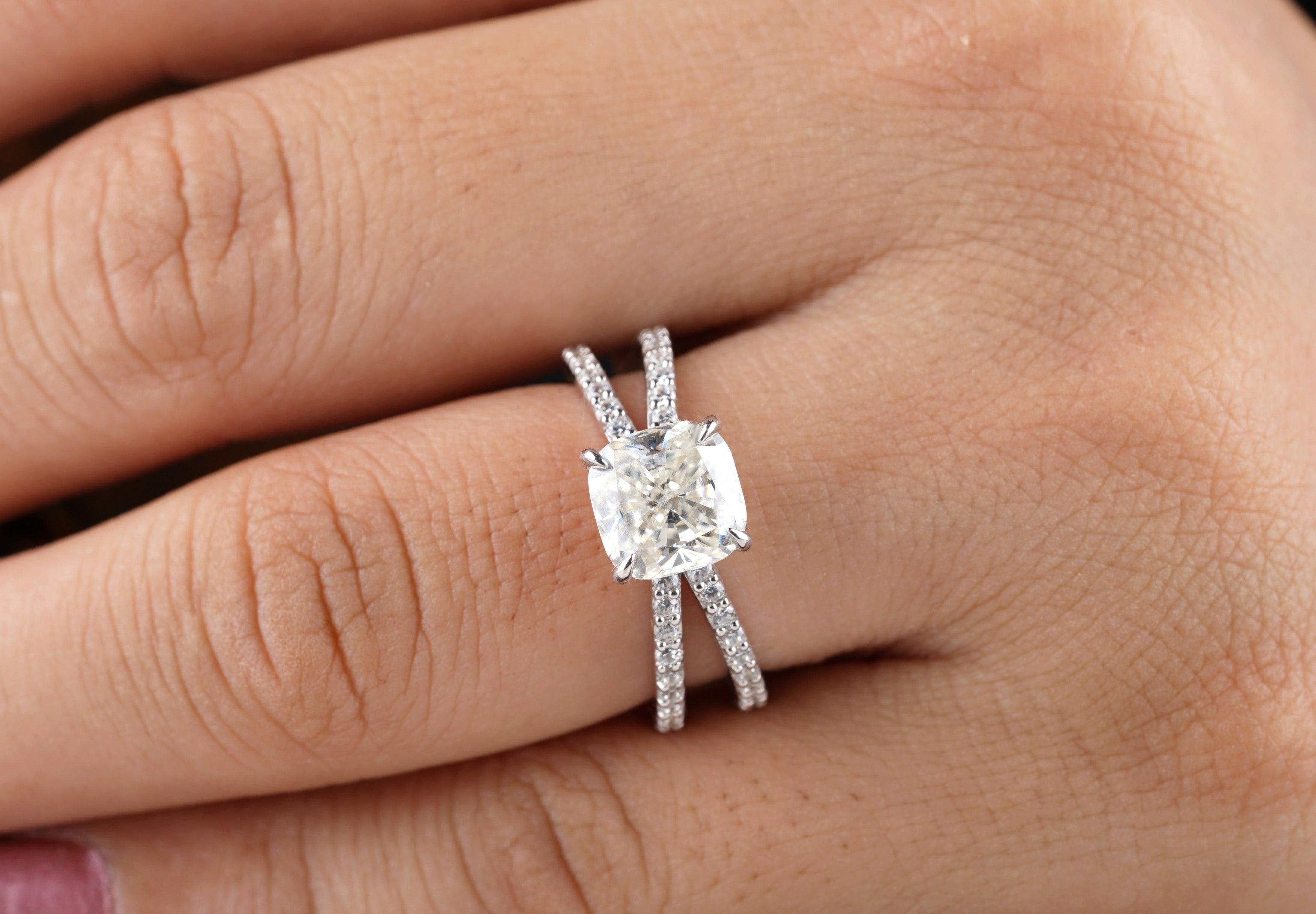 2CT Cushion Cut Crossover Engagement Ring - Eurekalook