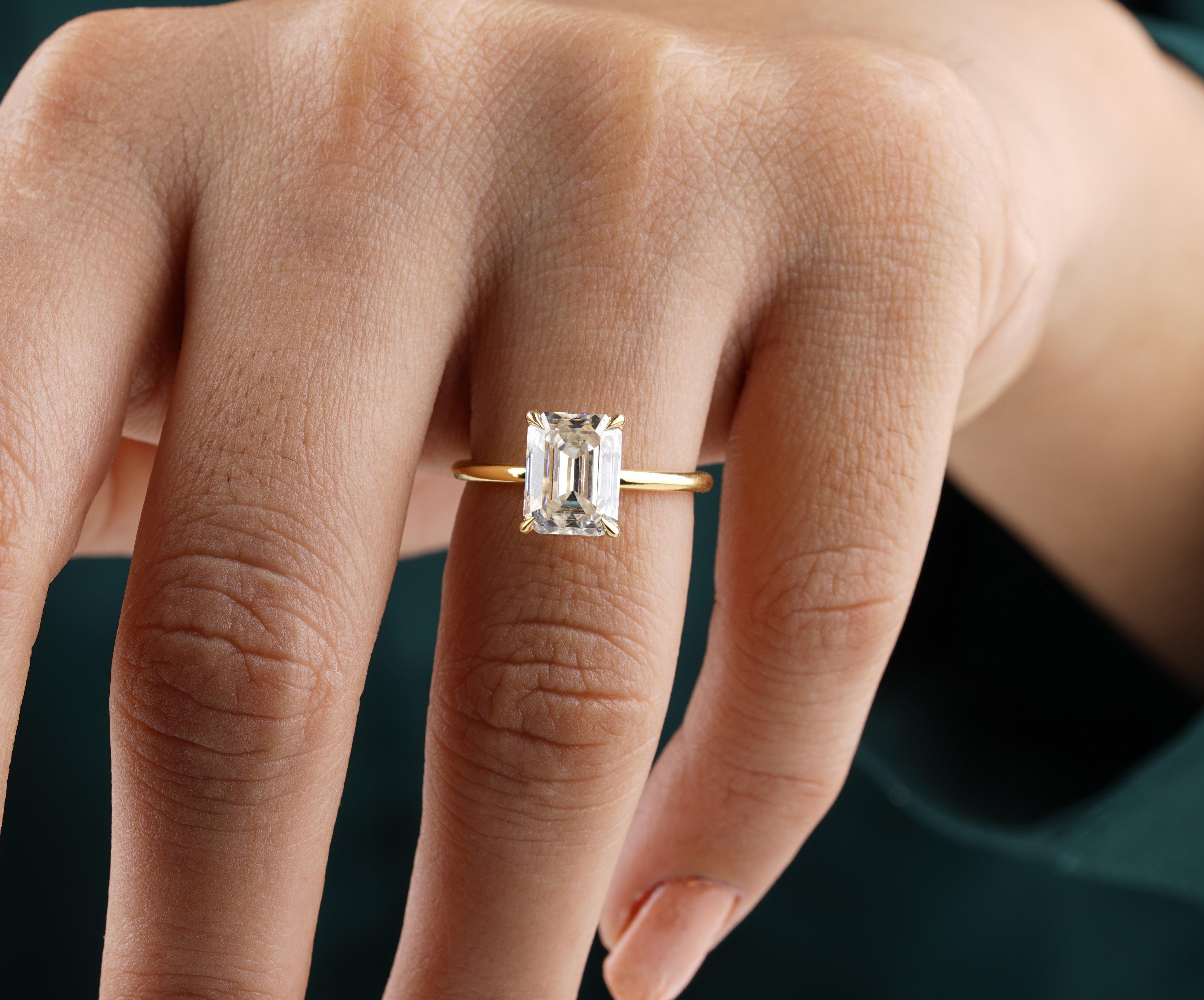 Emerald Cut Moissanite Solitaire Engagement Ring – Eurekalook