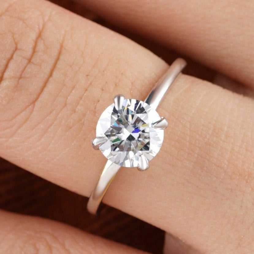 Antique Round Cut Moissanite Solitaire Engagement Ring - Eurekalook