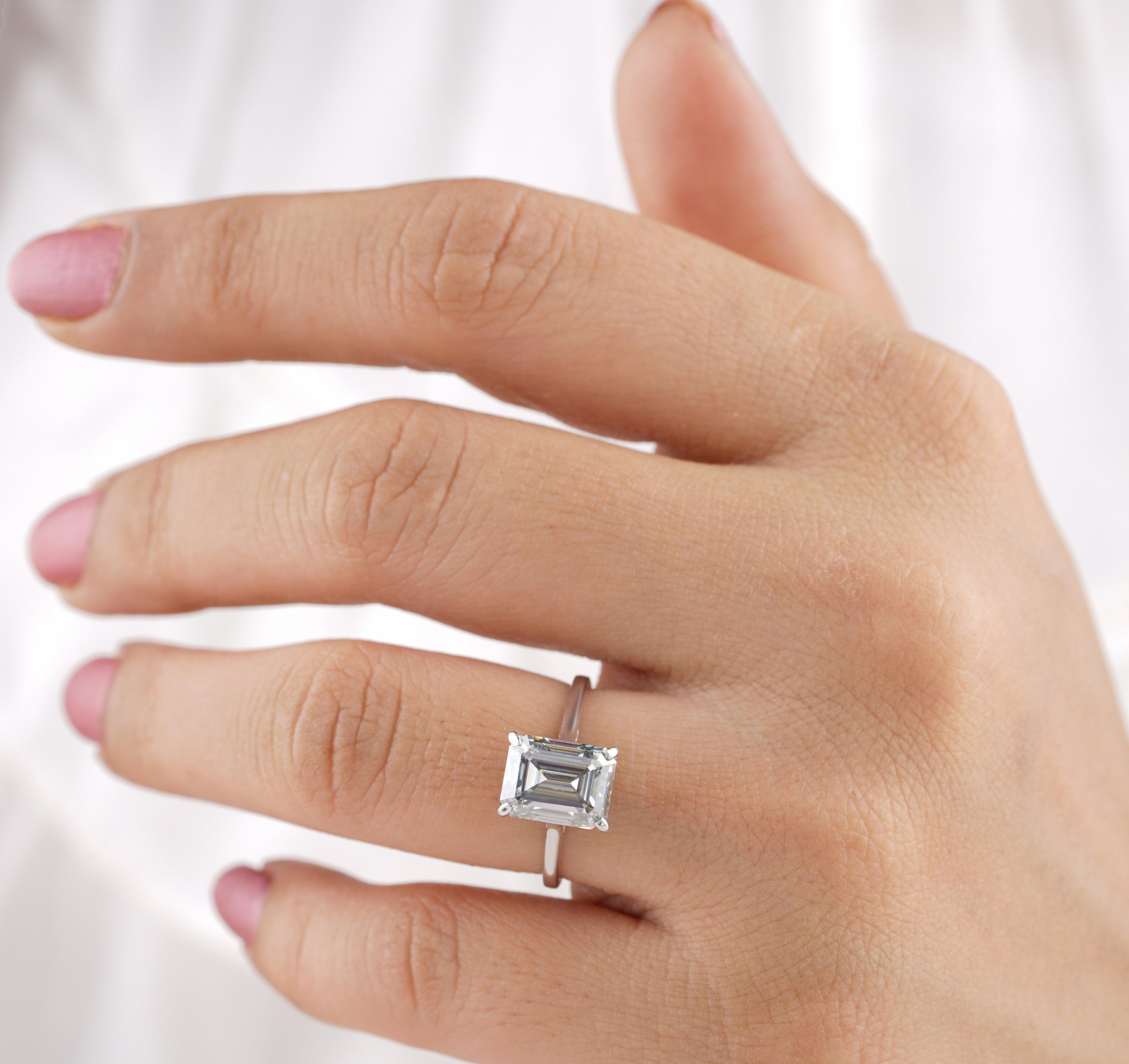 2.50CT Unique Emerald Cut Moissanite Engagement Ring - Eurekalook
