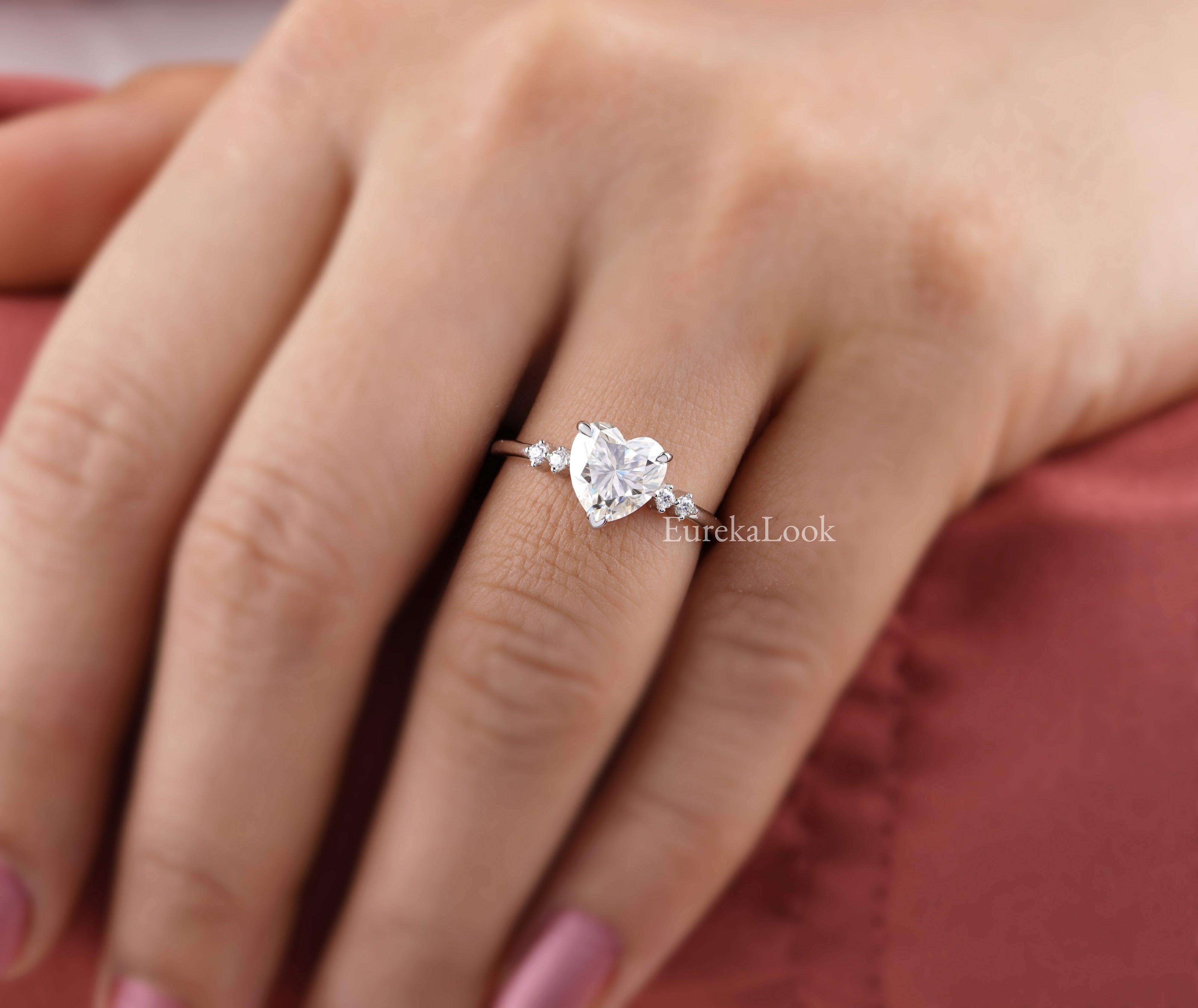 Unique Heart Cut Moissanite Solitaire Diamond Ring – Eurekalook