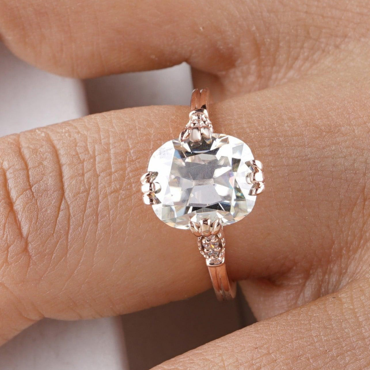 Vintage 3.50 CT Old Mine Cushion Moissanite Wedding Ring - Eurekalook