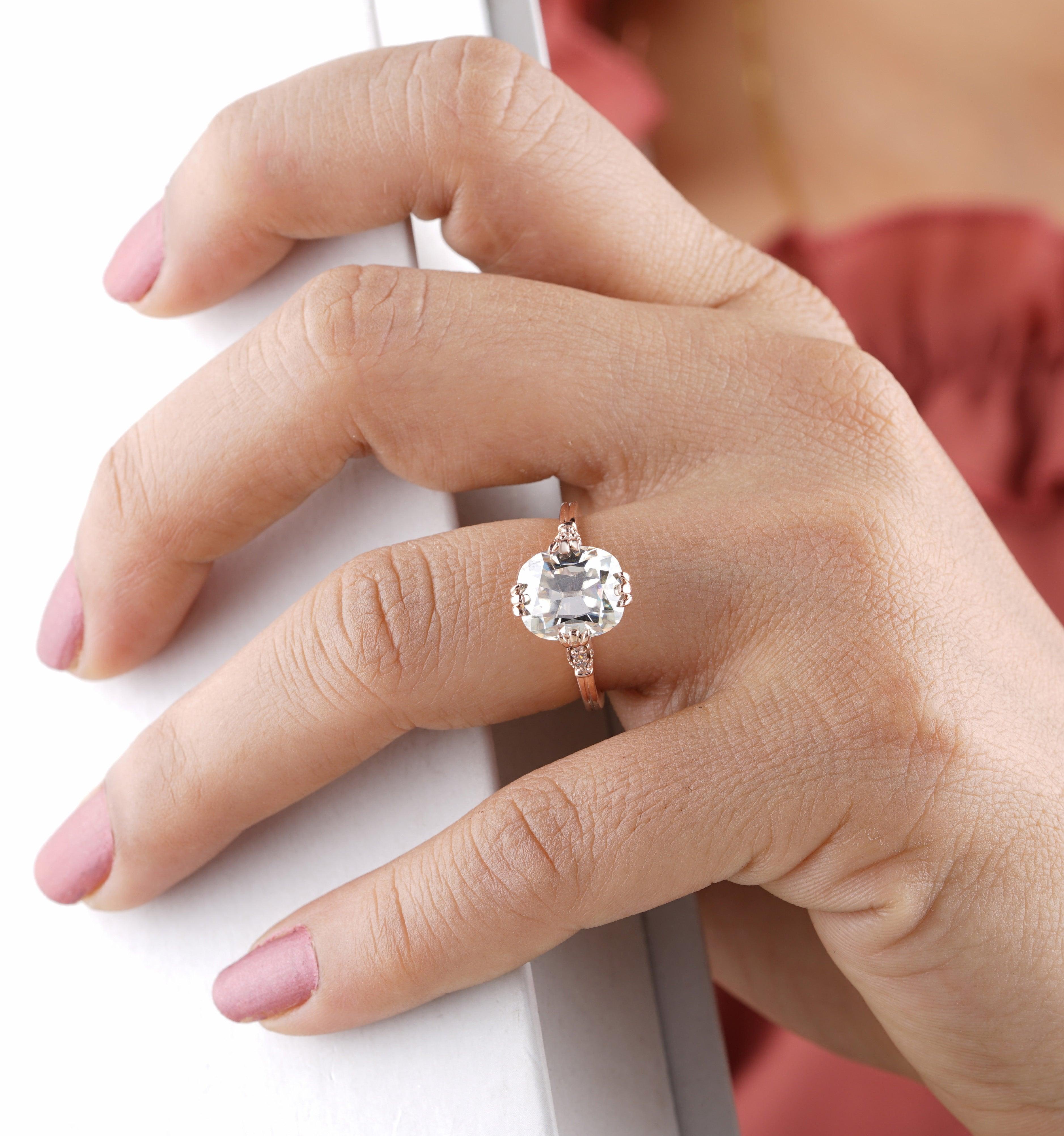 Vintage 3.50 CT Old Mine Cushion Moissanite Wedding Ring - Eurekalook