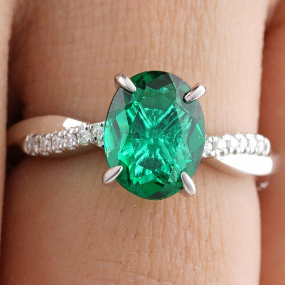 2.13CT Oval Cut Emerald Diamond Engagement Ring - Eurekalook