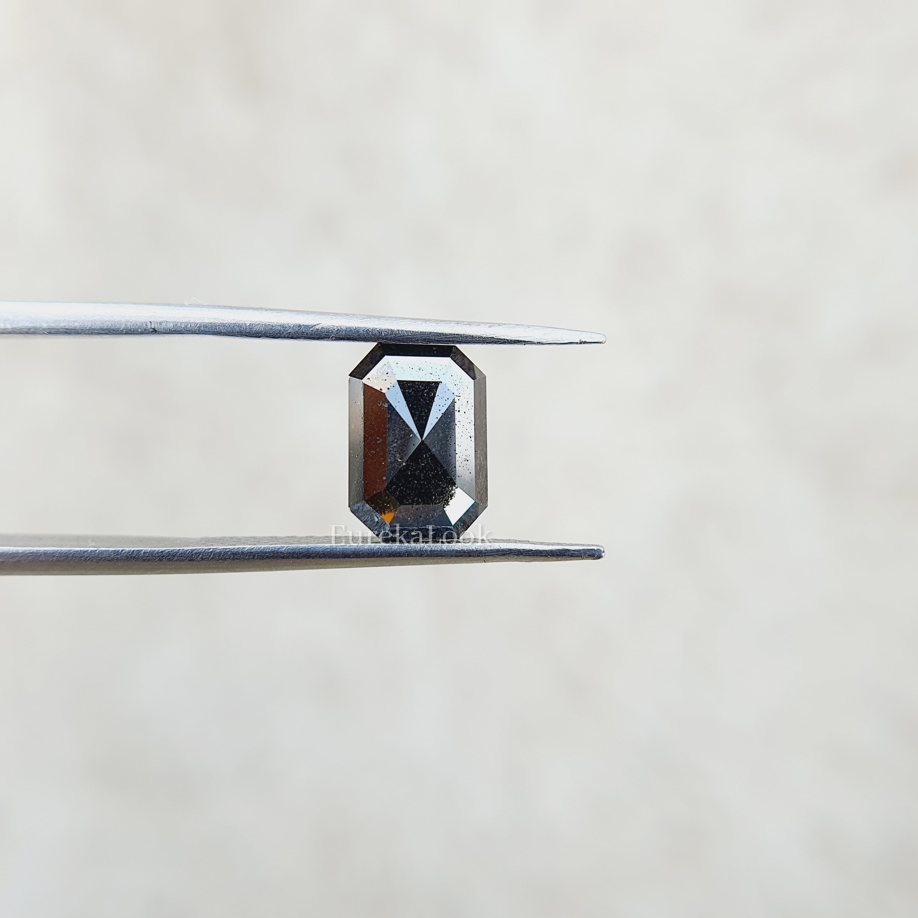 Emerald Cut Salt and Pepper Moissanite Diamond - Eurekalook