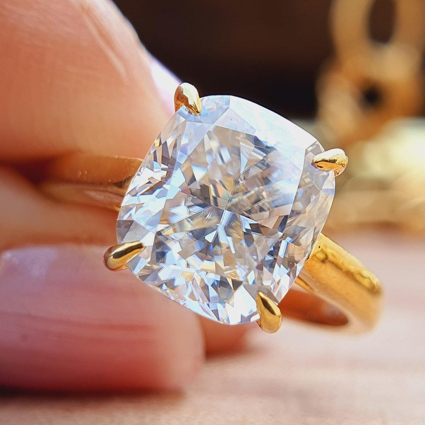 Solitaire Cushion Cut Moissanite Engagement Ring - Eurekalook