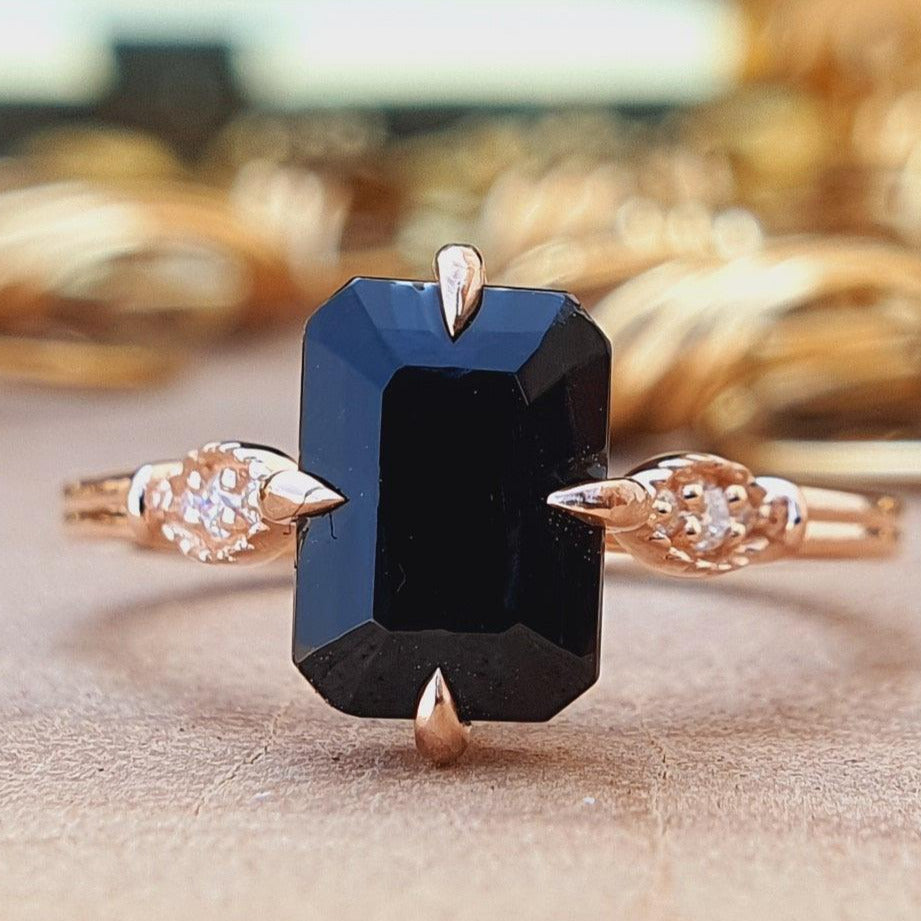 2 CT Radiant Cut Black Onyx Engagement Ring - Eurekalook