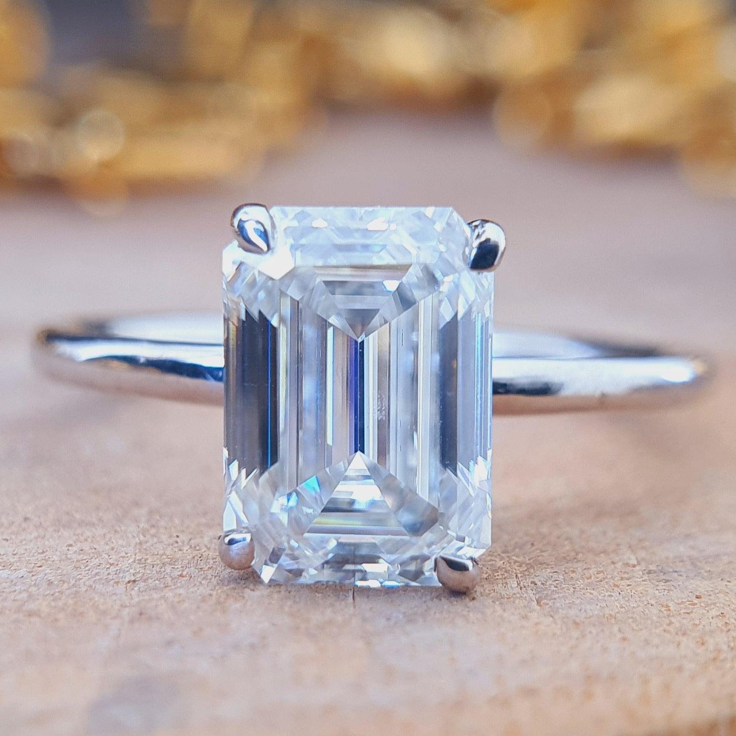 Emerald Cut Moissanite White Gold Engagement Ring - Eurekalook