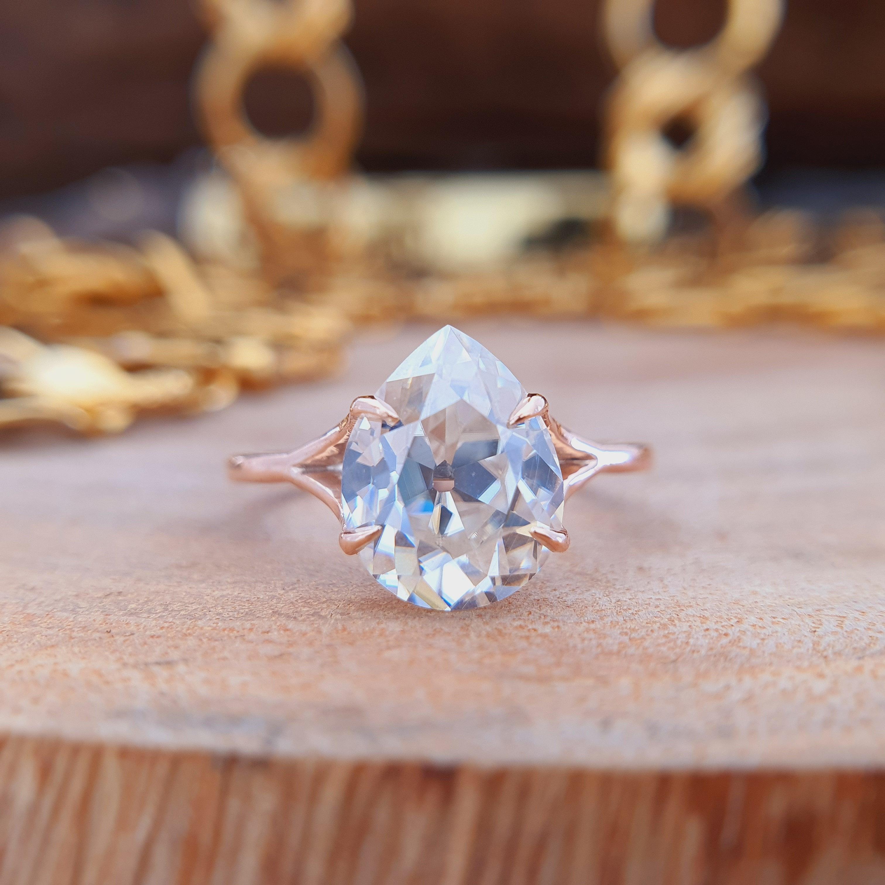 Old Mine Pear Cut Moissanite Engagement Ring – Eurekalook