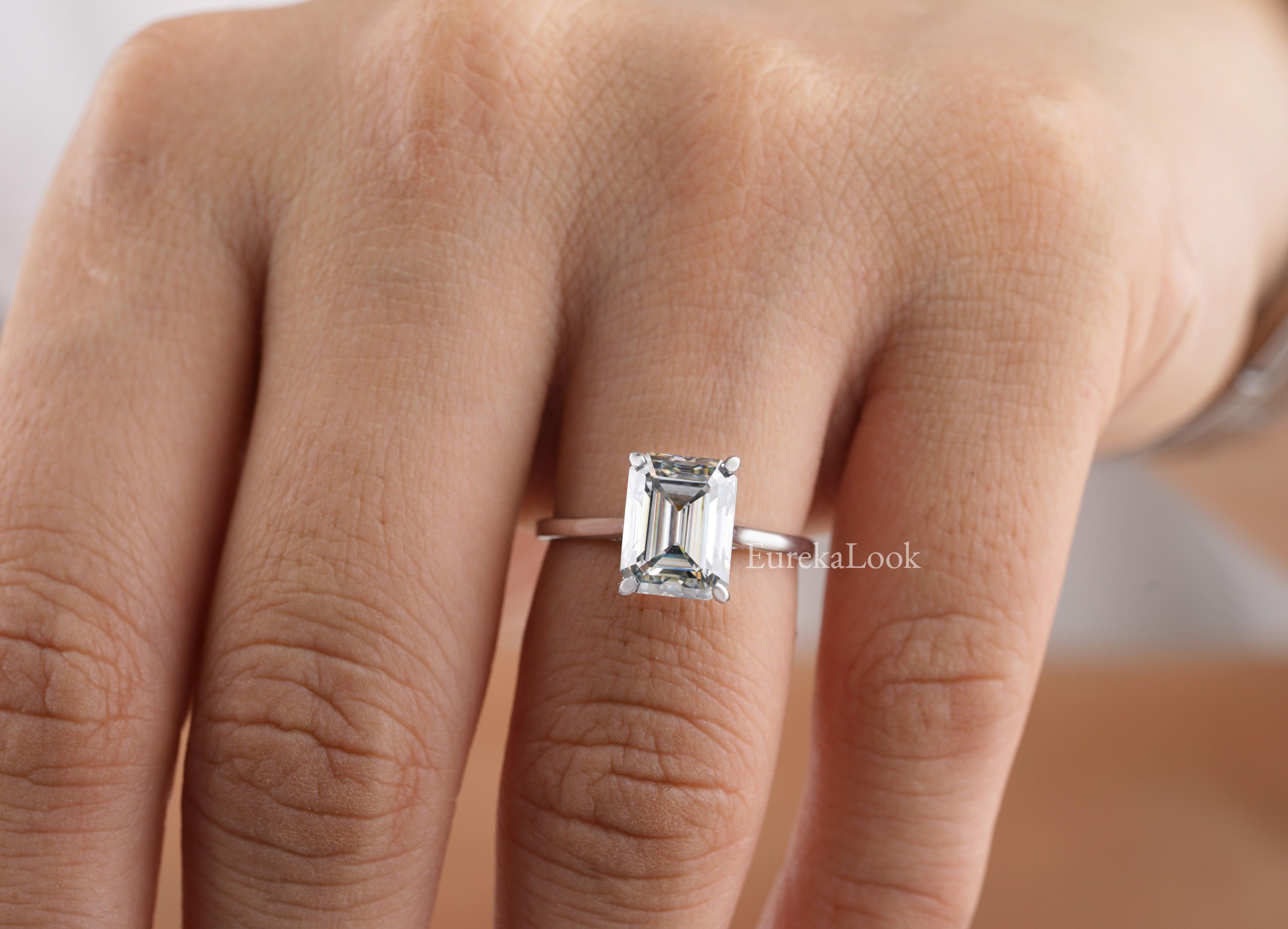 2.50CT Unique Emerald Cut Moissanite Engagement Ring - Eurekalook