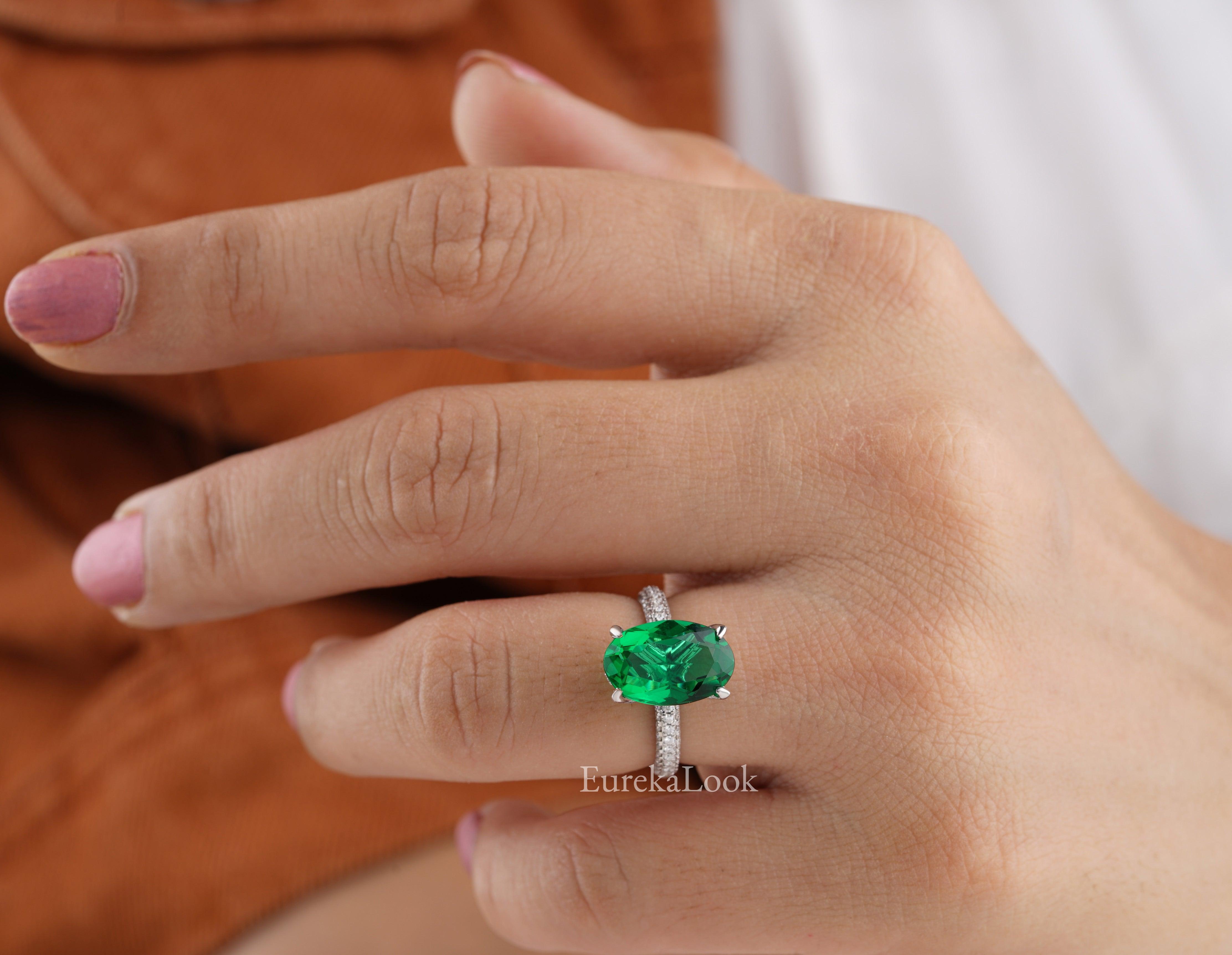 4.48 CTW Oval Cut Emerald Vintage Wedding Ring For Women - Eurekalook