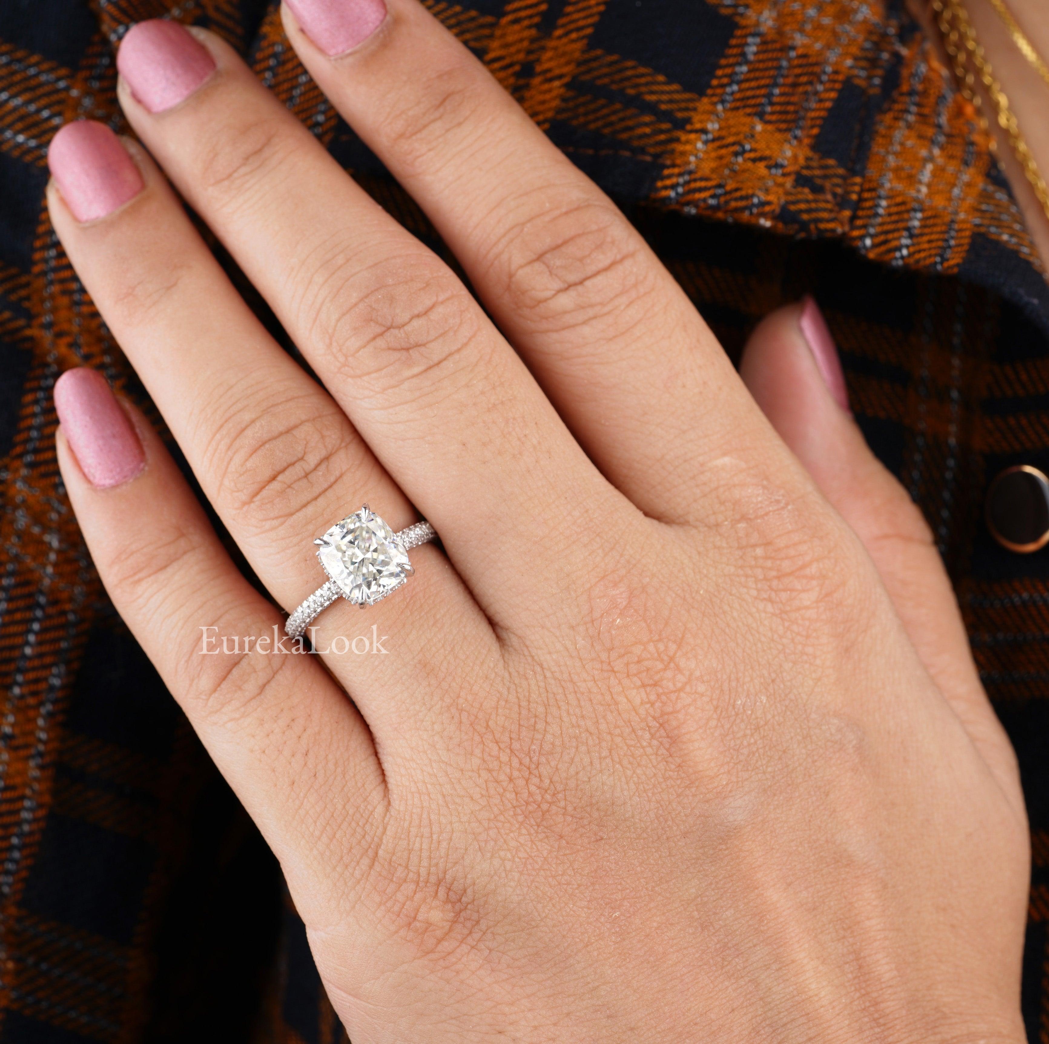 Cushion cut diamond pave band Clearance