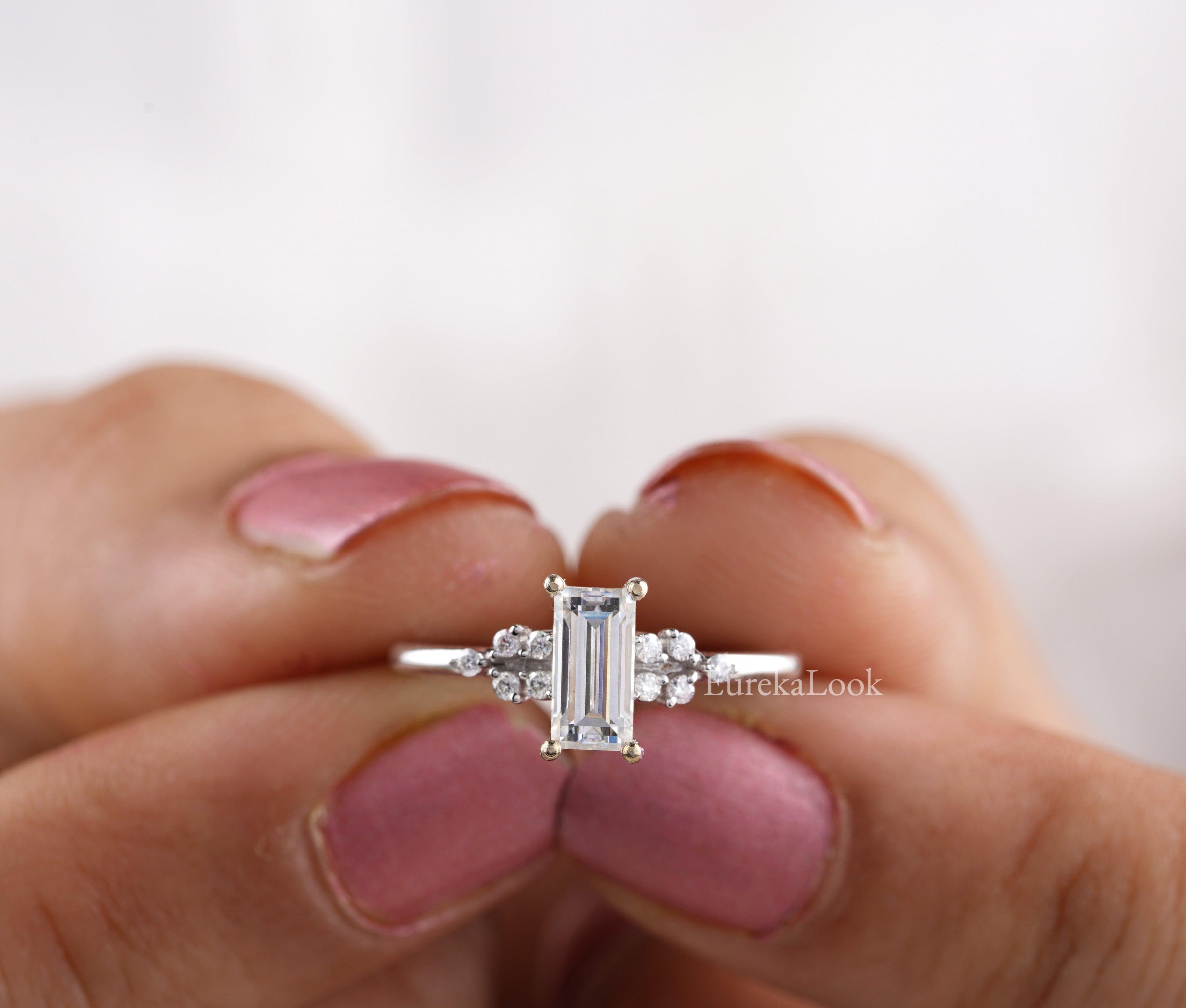 Classic Baguette Cut Cluster Diamond Engagement Ring - Eurekalook