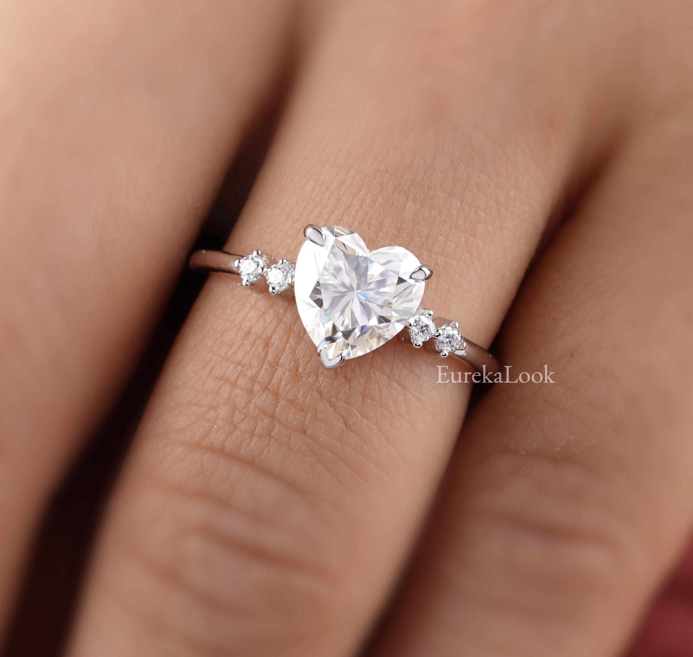 Unique Heart Cut Moissanite Solitaire Diamond Ring - Eurekalook