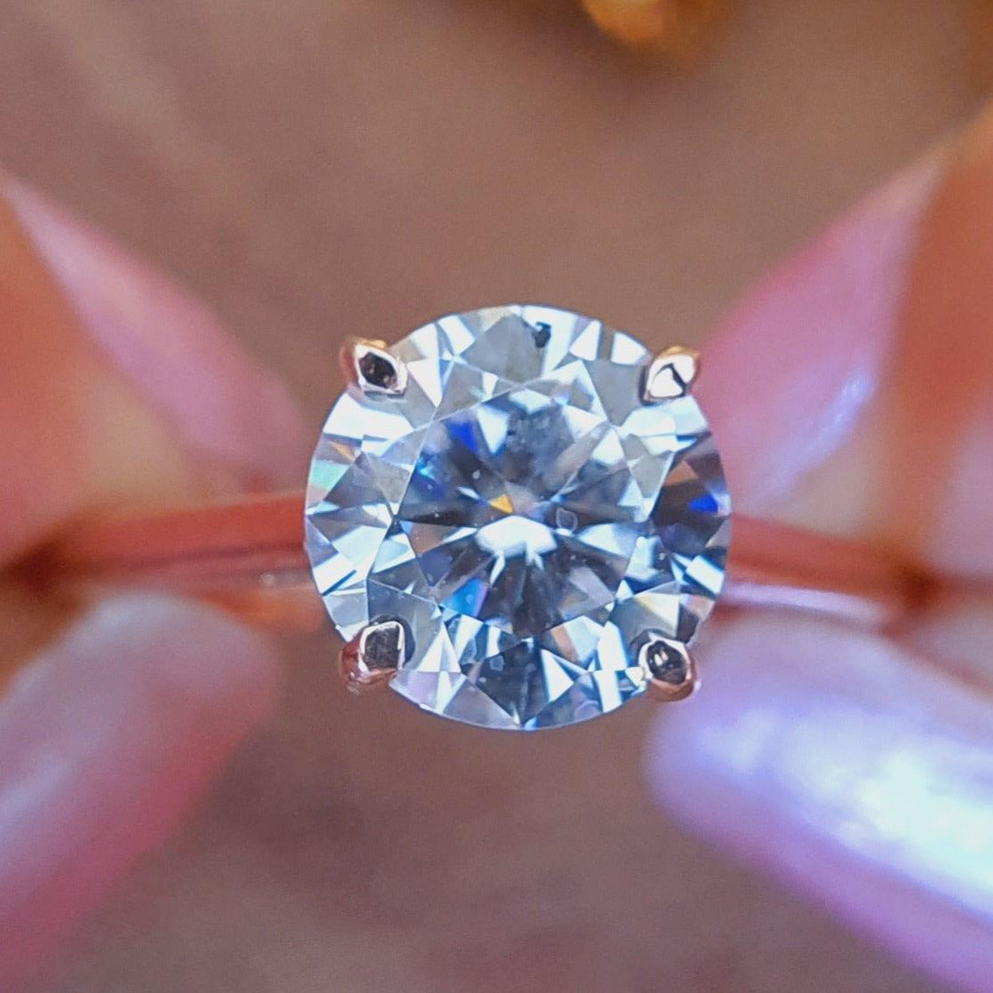 1.50 CT Round Cut Moissanite Hidden Halo Engagement Ring - Eurekalook