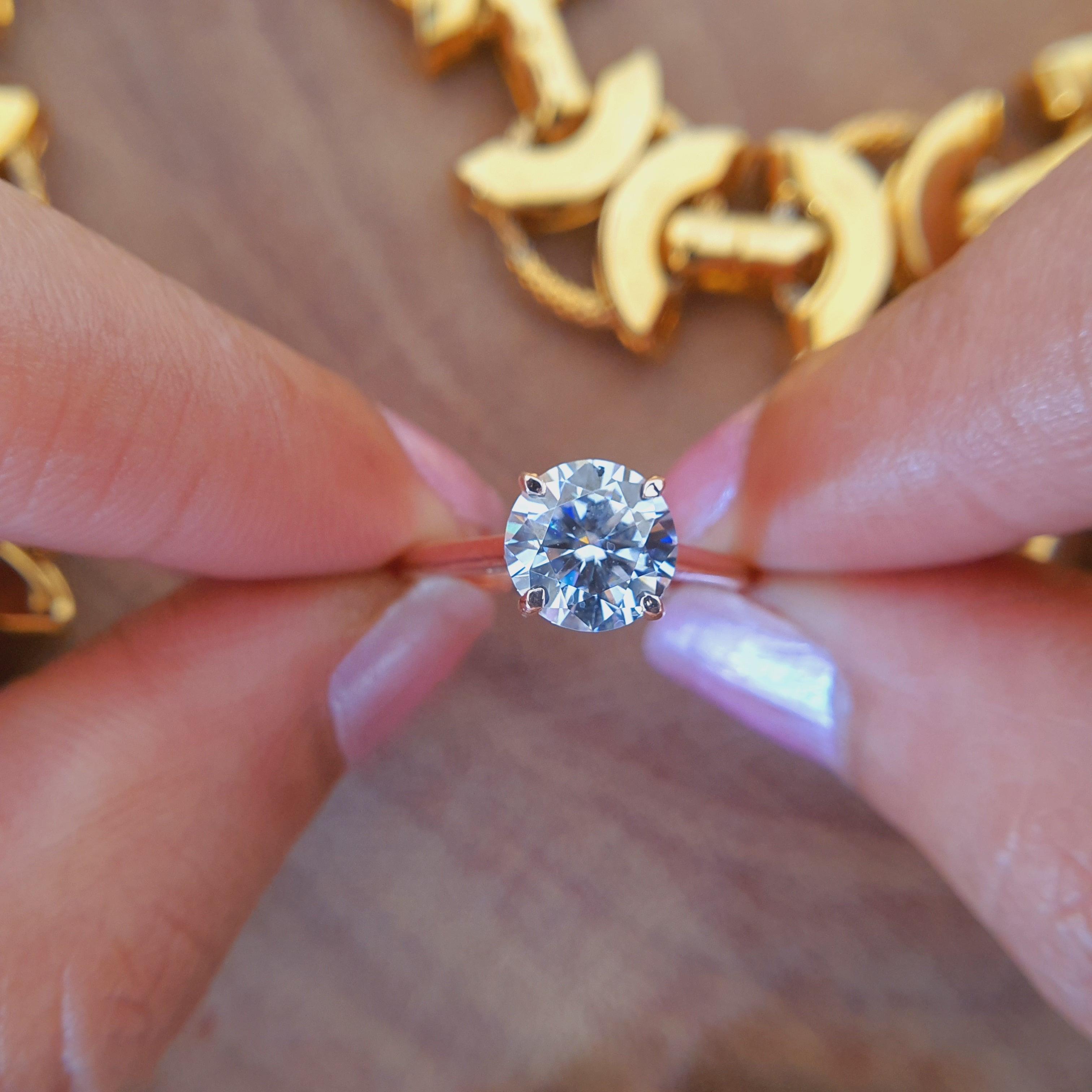 1.50 CT Round Cut Moissanite Hidden Halo Engagement Ring - Eurekalook