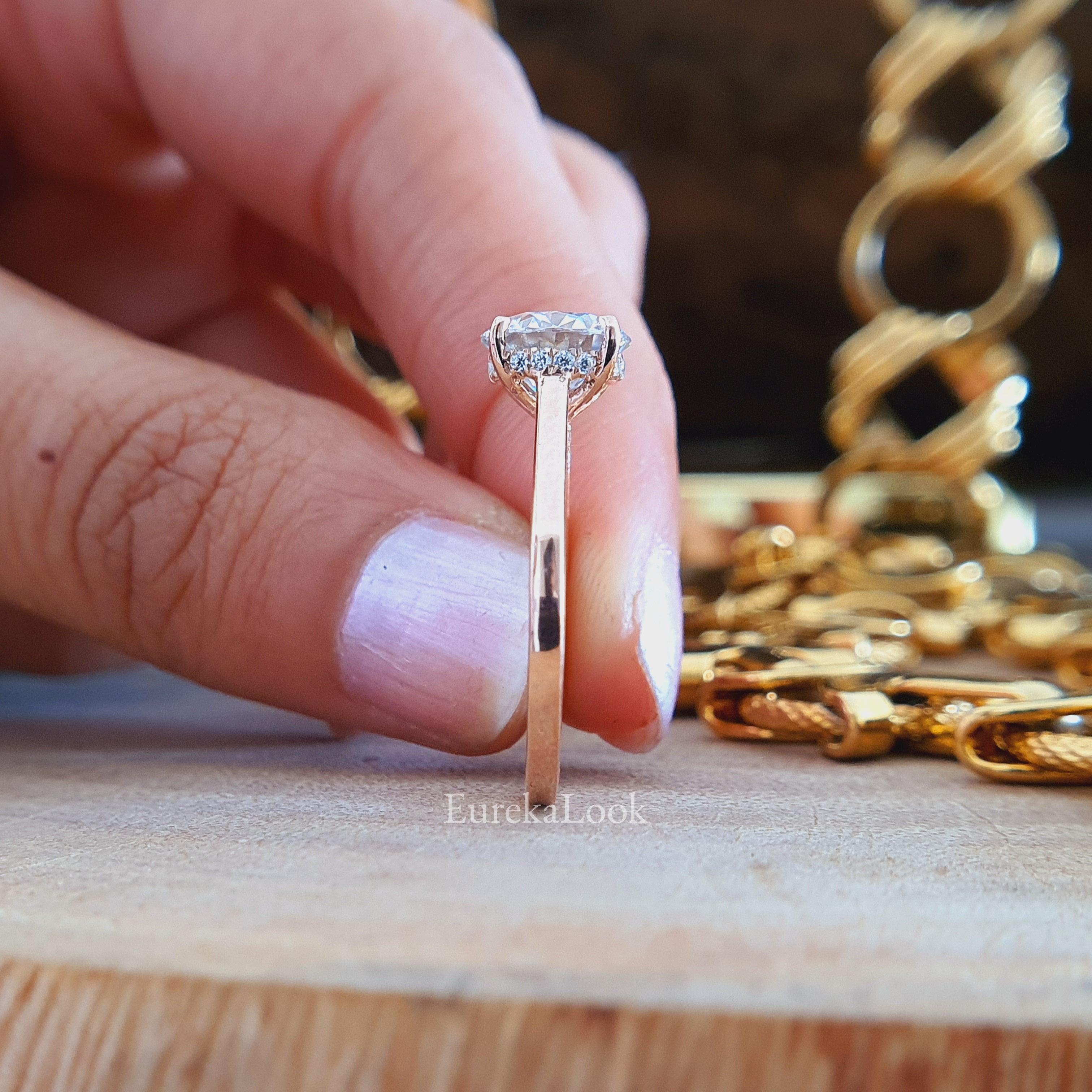 1.50 CT Round Cut Moissanite Hidden Halo Engagement Ring - Eurekalook