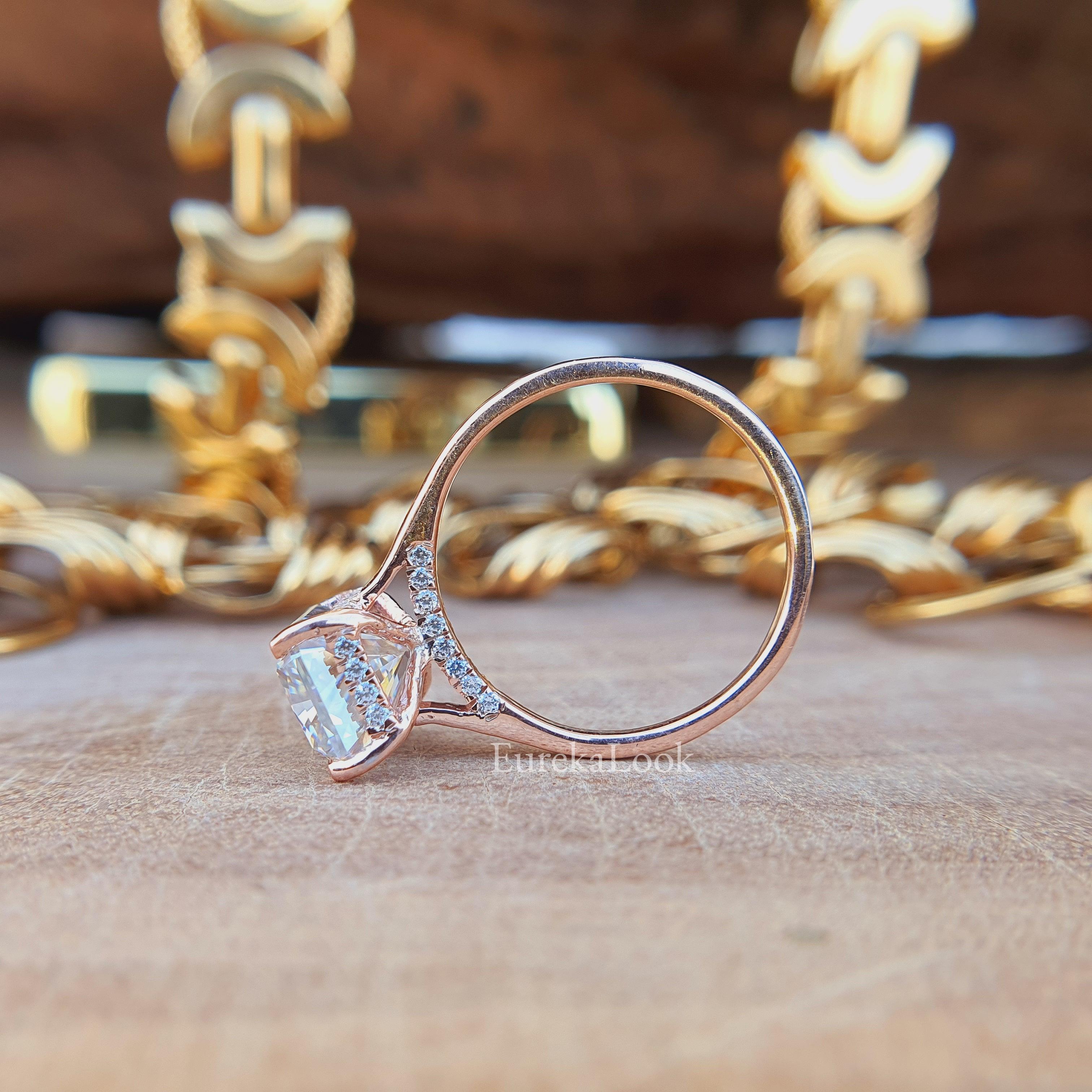 1.50 CT Round Cut Moissanite Hidden Halo Engagement Ring - Eurekalook