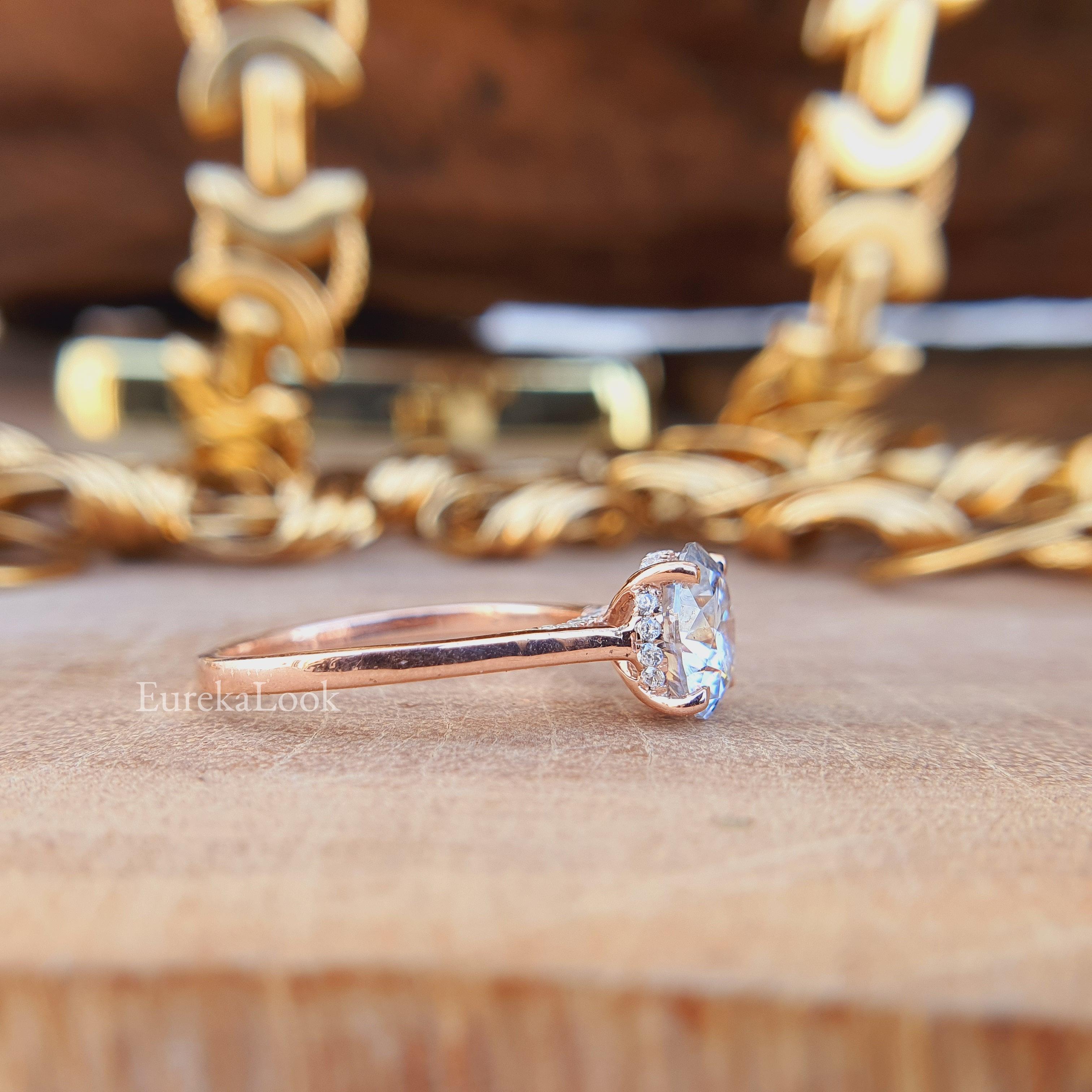 1.50 CT Round Cut Moissanite Hidden Halo Engagement Ring - Eurekalook