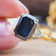 Vintage 1.71CT Emerald Cut Salt and Pepper Moissanite Engagement Ring