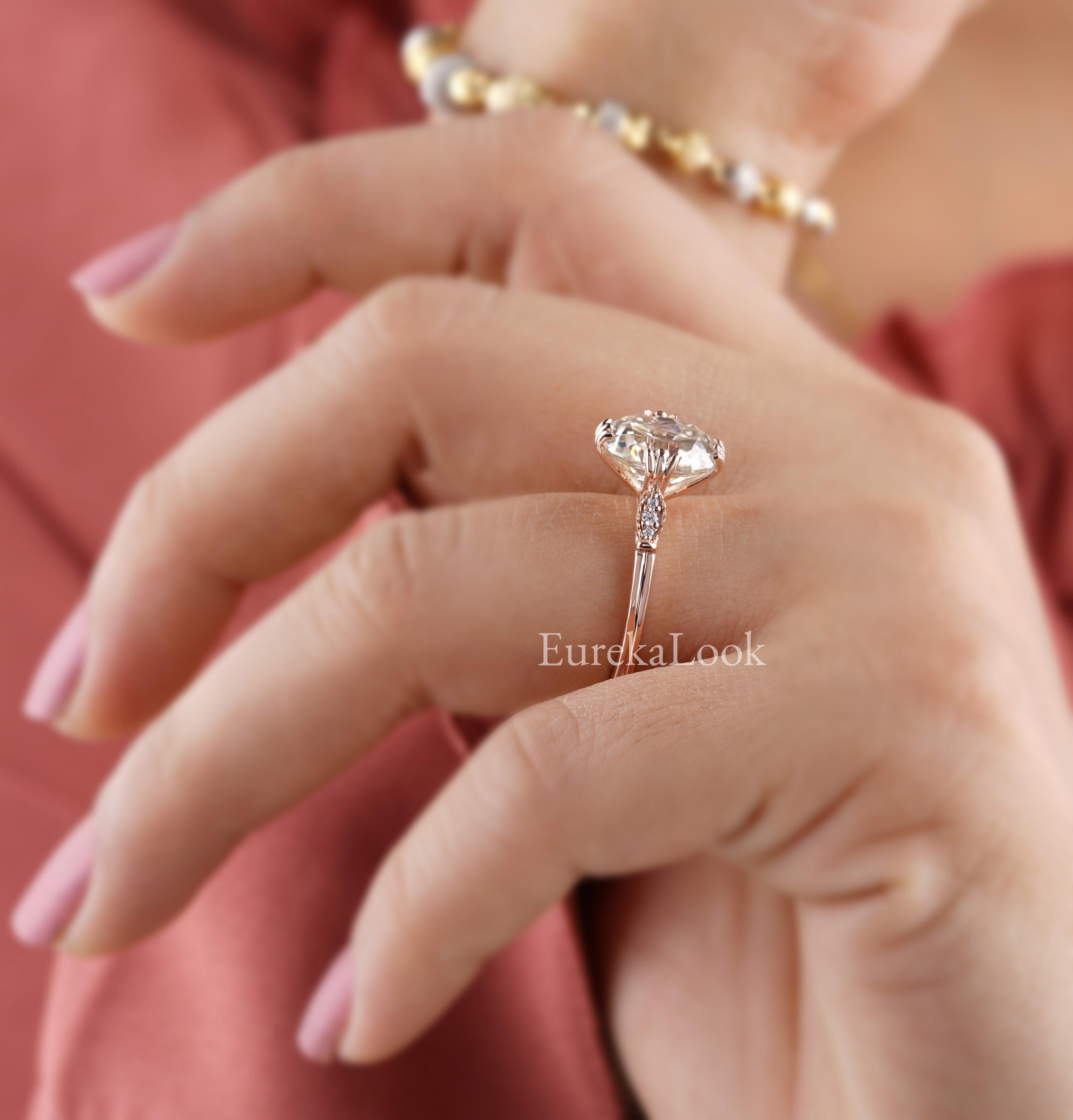 Vintage 3.50 CT Old Mine Cushion Moissanite Wedding Ring - Eurekalook