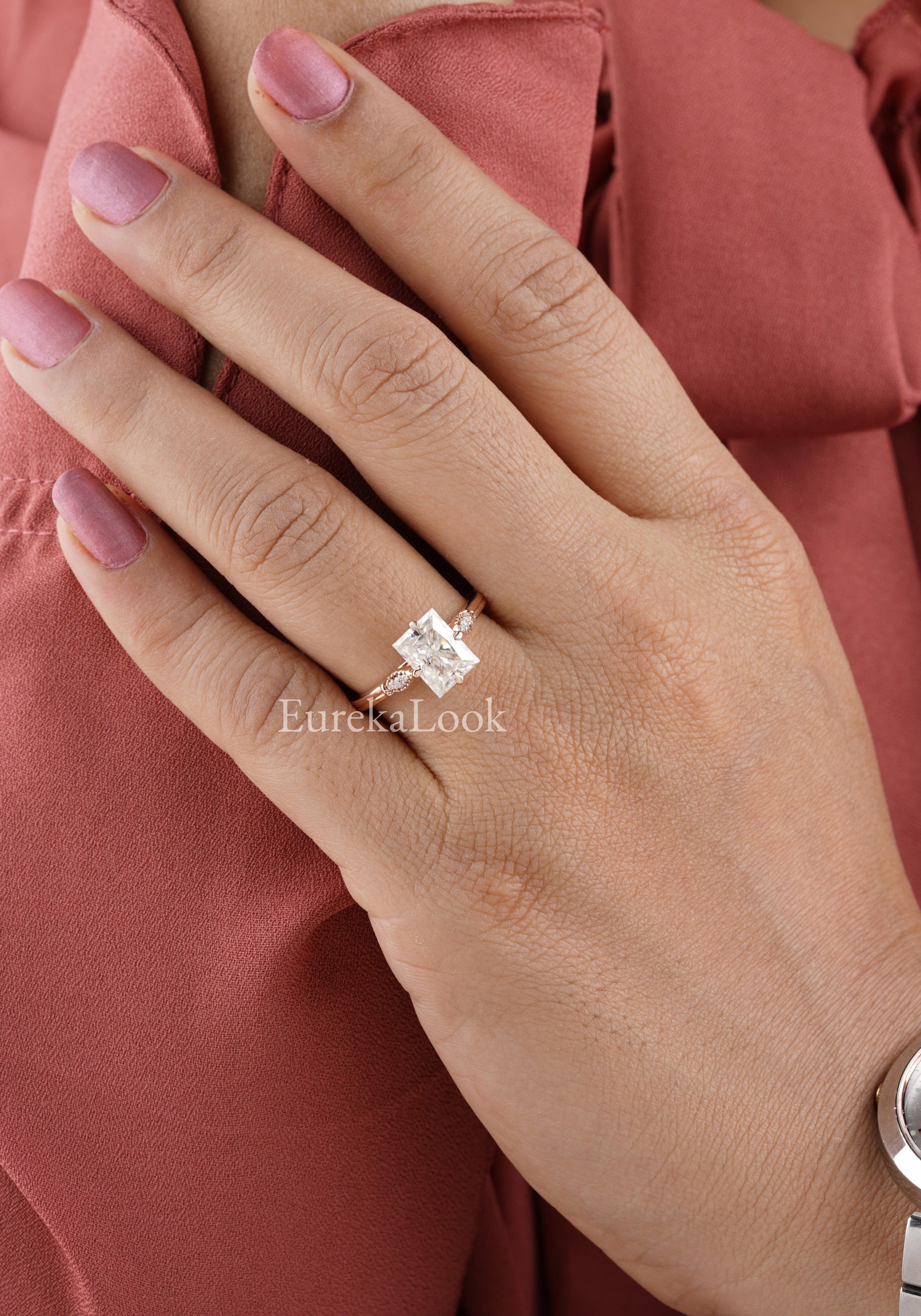 Antique Radiant Cut Moissanite Engagement Ring - Eurekalook
