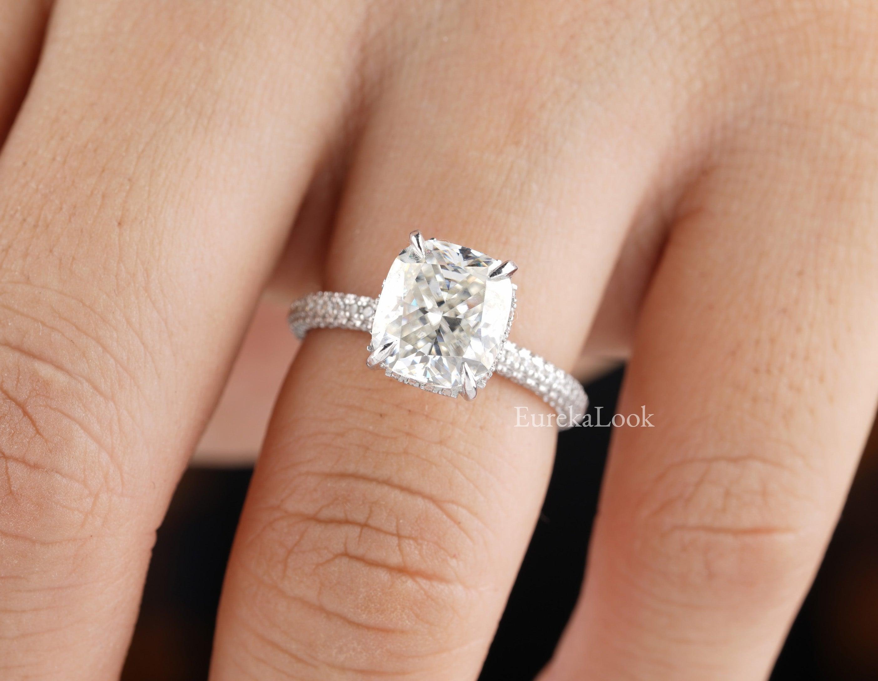 Pave Setting Eternity Elongated Cushion Cut Wedding Ring - Eurekalook