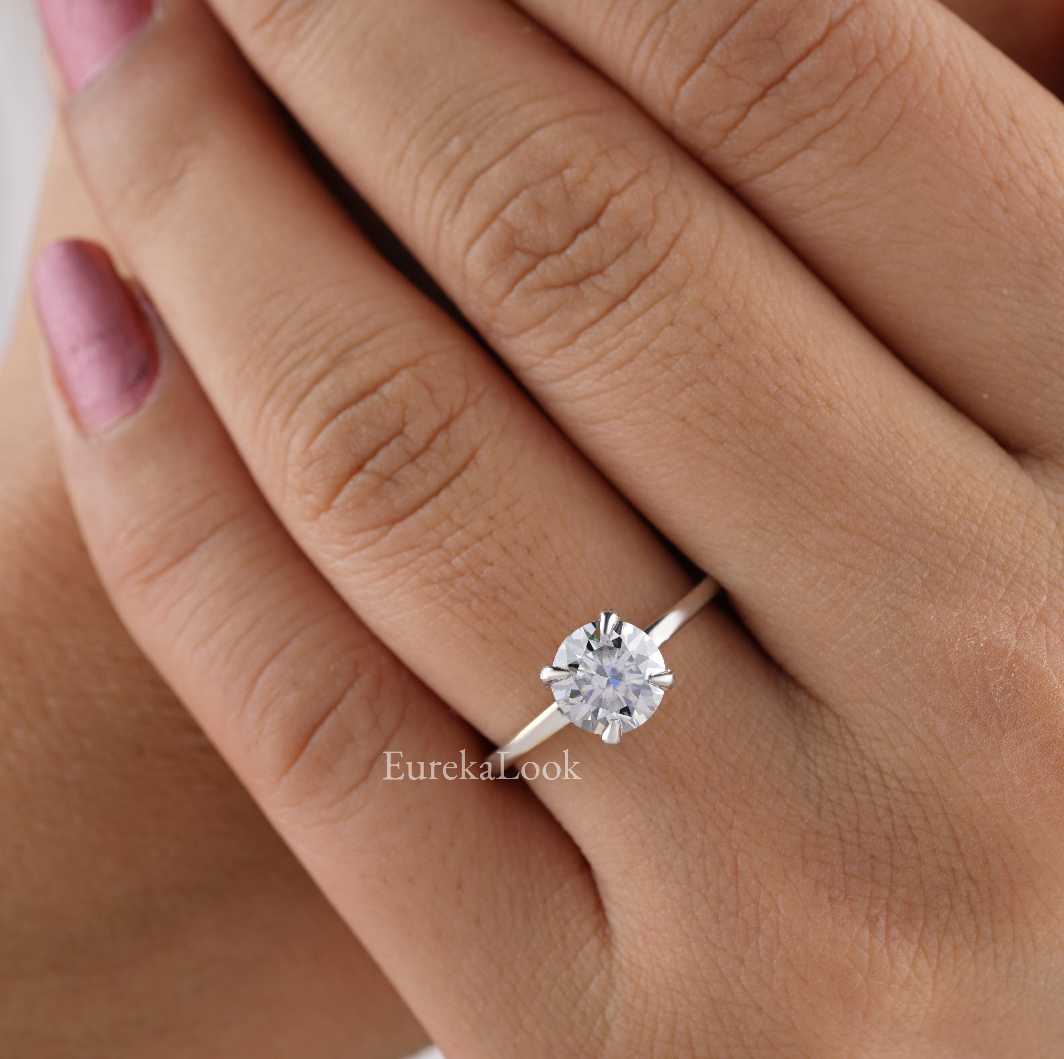 Antique Round Cut Moissanite Solitaire Engagement Ring - Eurekalook