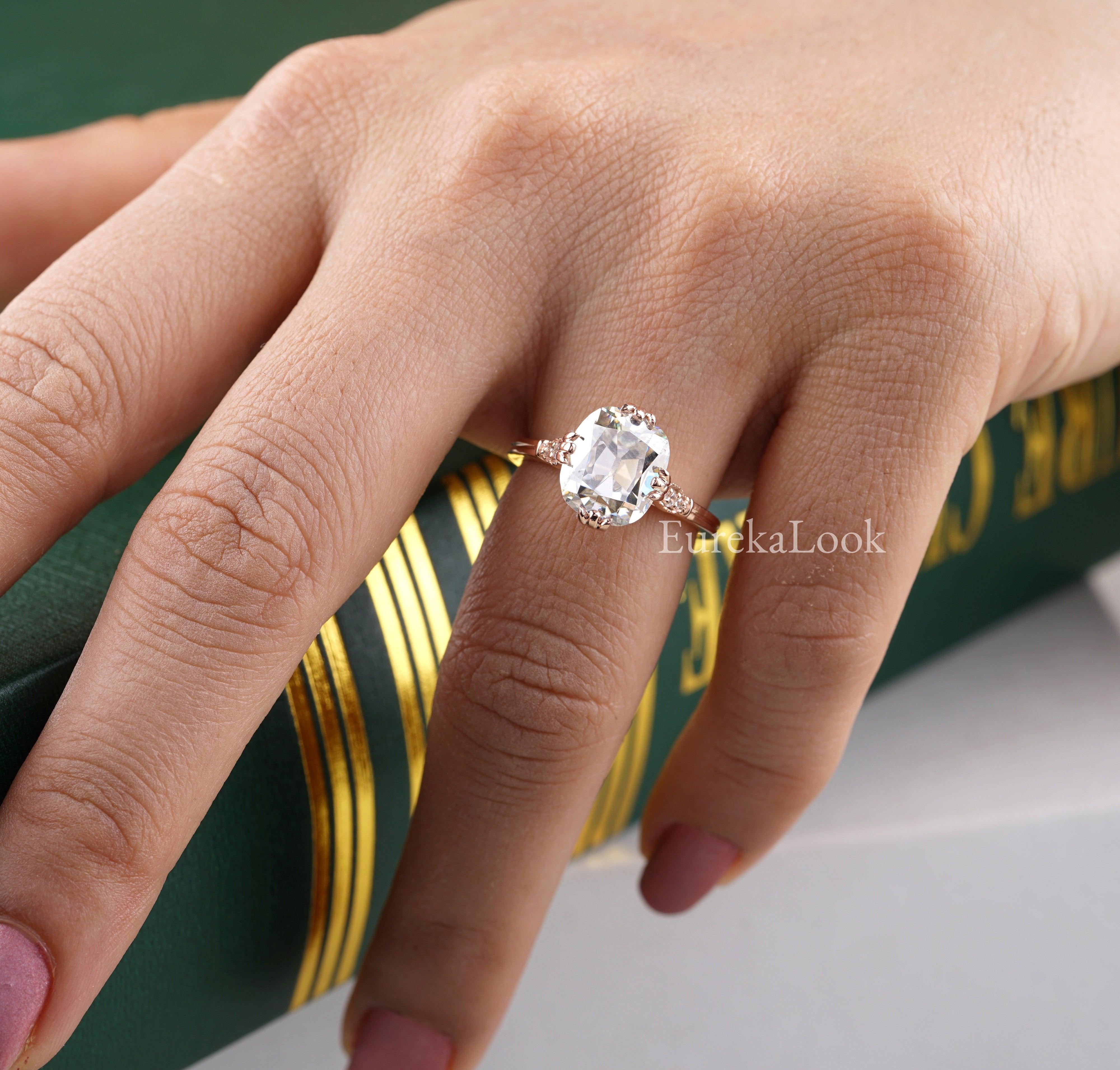 Vintage 3.50 CT Old Mine Cushion Moissanite Wedding Ring - Eurekalook