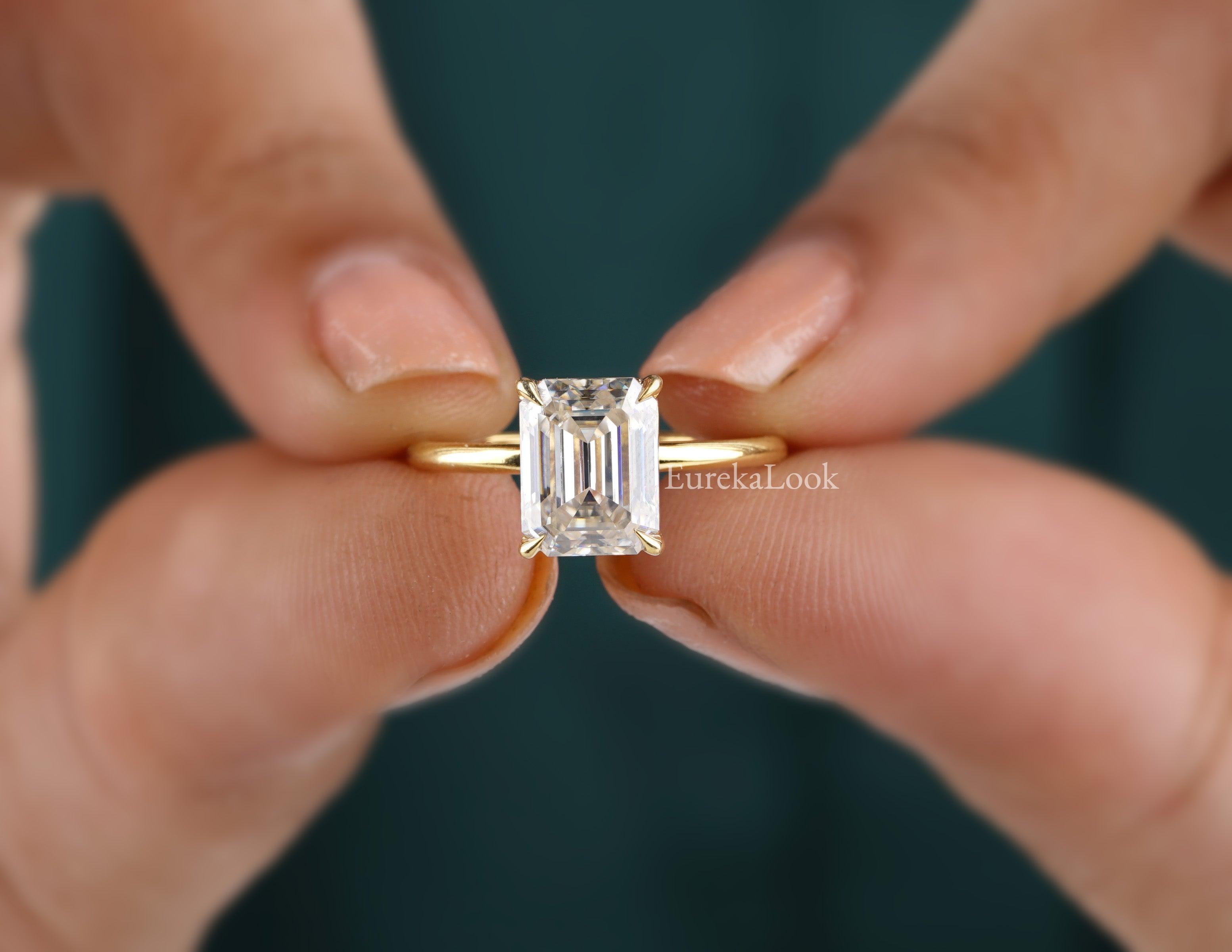Emerald Cut Moissanite Solitaire Engagement Ring – Eurekalook