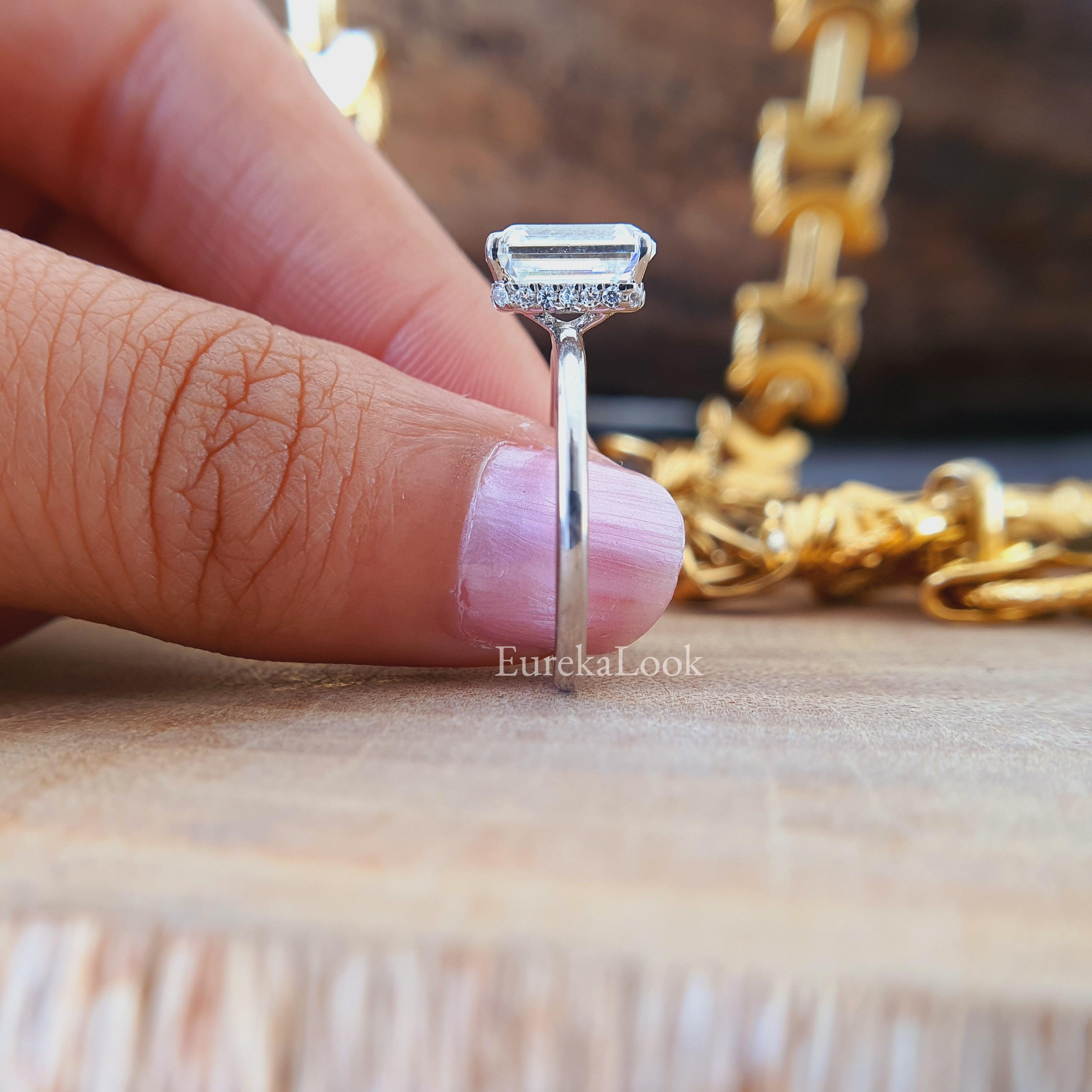 Emerald Cut Moissanite White Gold Engagement Ring - Eurekalook